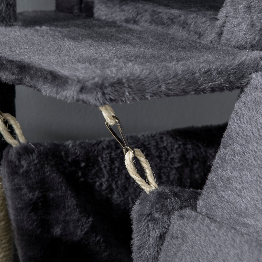EASYCOMFORT Cat Tree with Cat Scratching Post, Cat House, Hammock, Bed, Tunnel and Ball, 48x48 x125 cm, Dark Gray