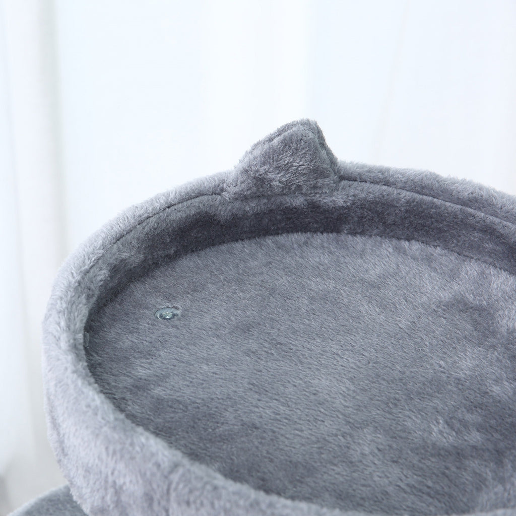 EASYCOMFORT Scratching Tree for 1-2 Cats weighing 4.5kg, Gym Castle for Cats with 3 Levels, Kennel, Bed and Sisal Rope Pole, Gray 48x48x104cm