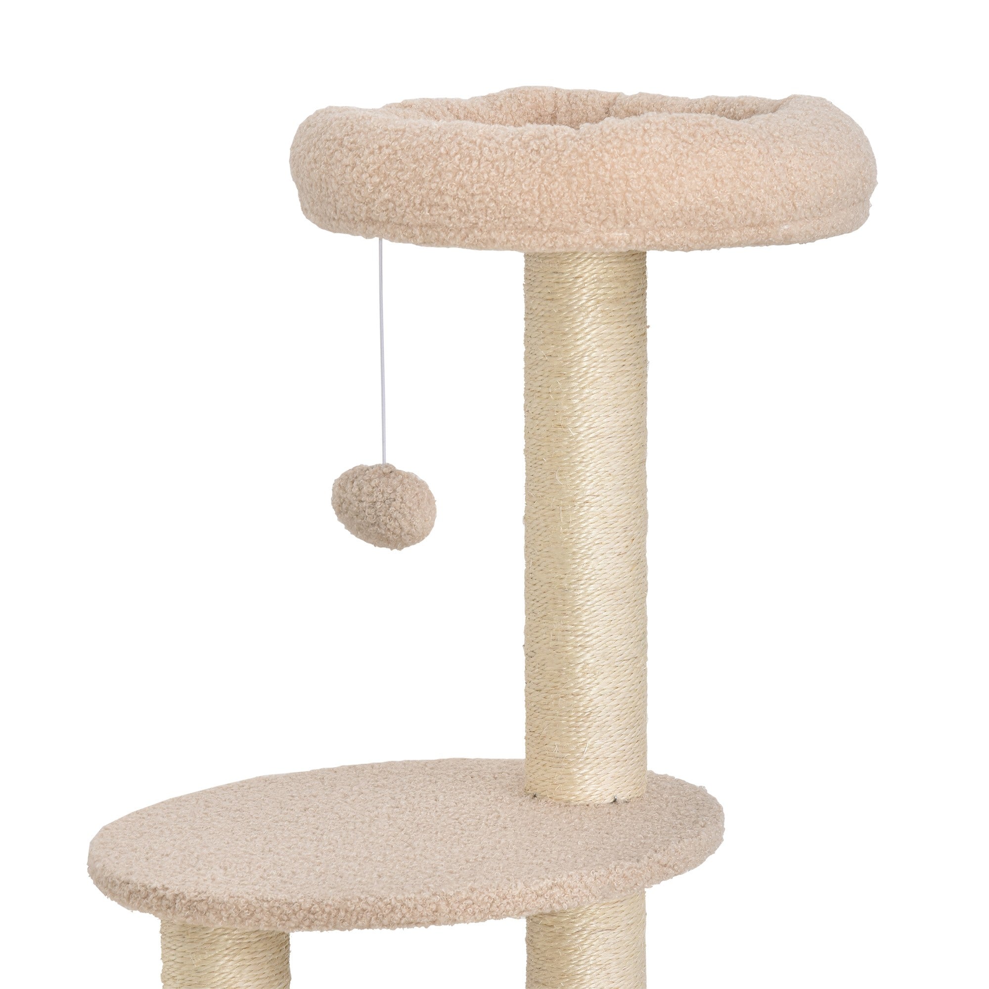 EASYCOMFORT Sturdy Scratching Post for Cats with 5 Levels, Kennel, House, Games and Sisal Rope, Beige, Max 30kg