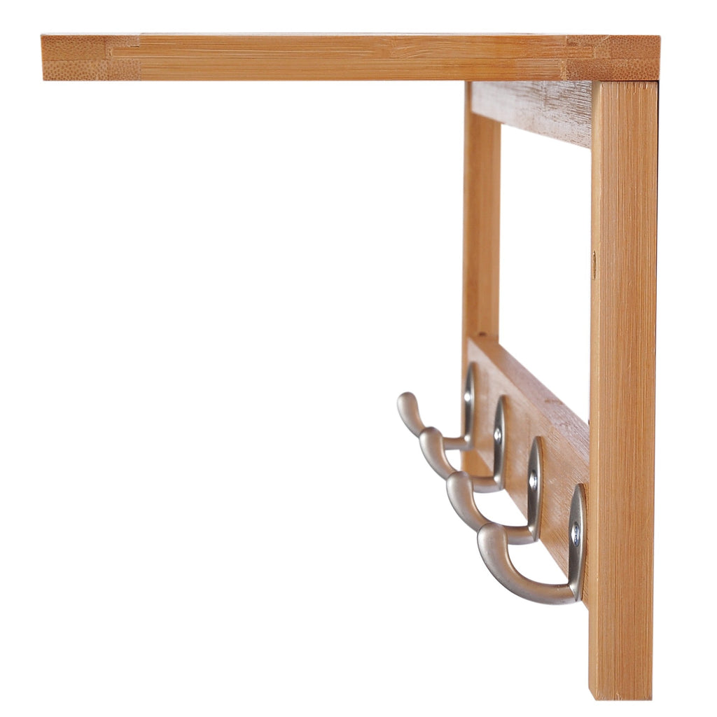 Easycomfort Appendiabiti with Mensola Attaccapanni wall-mounted with Ripiano Bambù 50 × 16 × 17.5cm