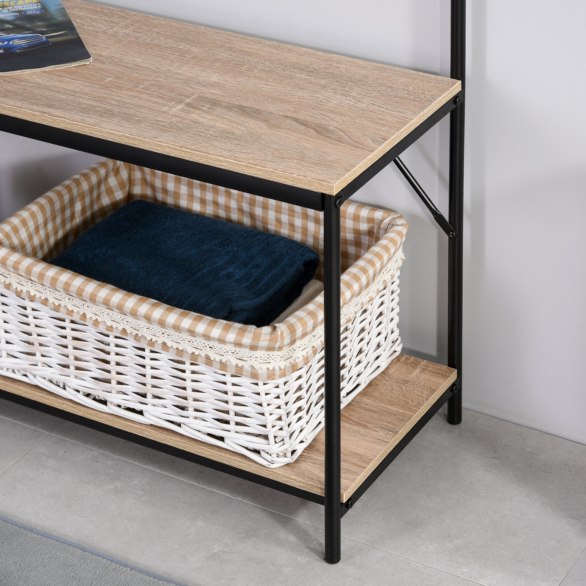 EasyComfort Kapstok met bank en schoenenrek, industrieel 80.5x30x170 cm