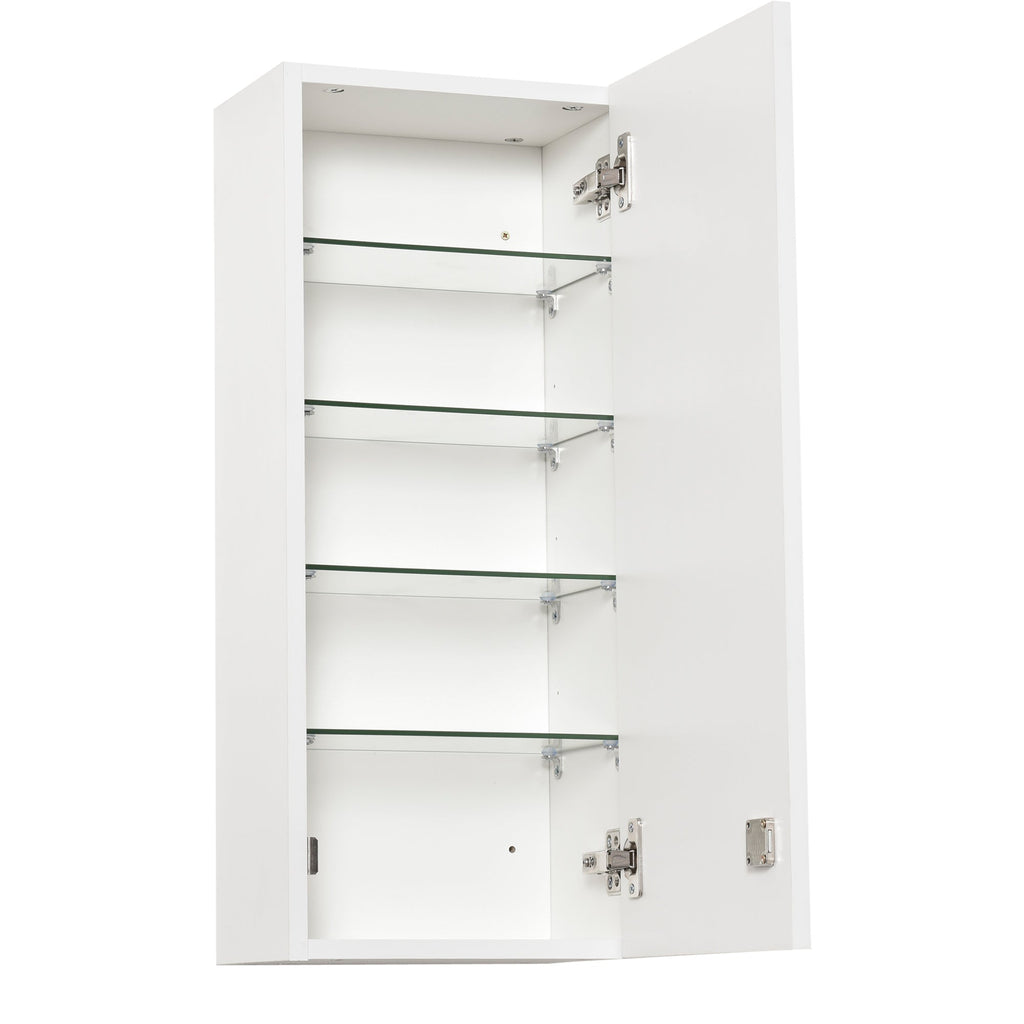 Easycomfort Armadietto Medicinali a Muro with Serratura, 5 Ripiani e Mensole Regolabili, in Legno e Vetro, white, 30x20x70cm