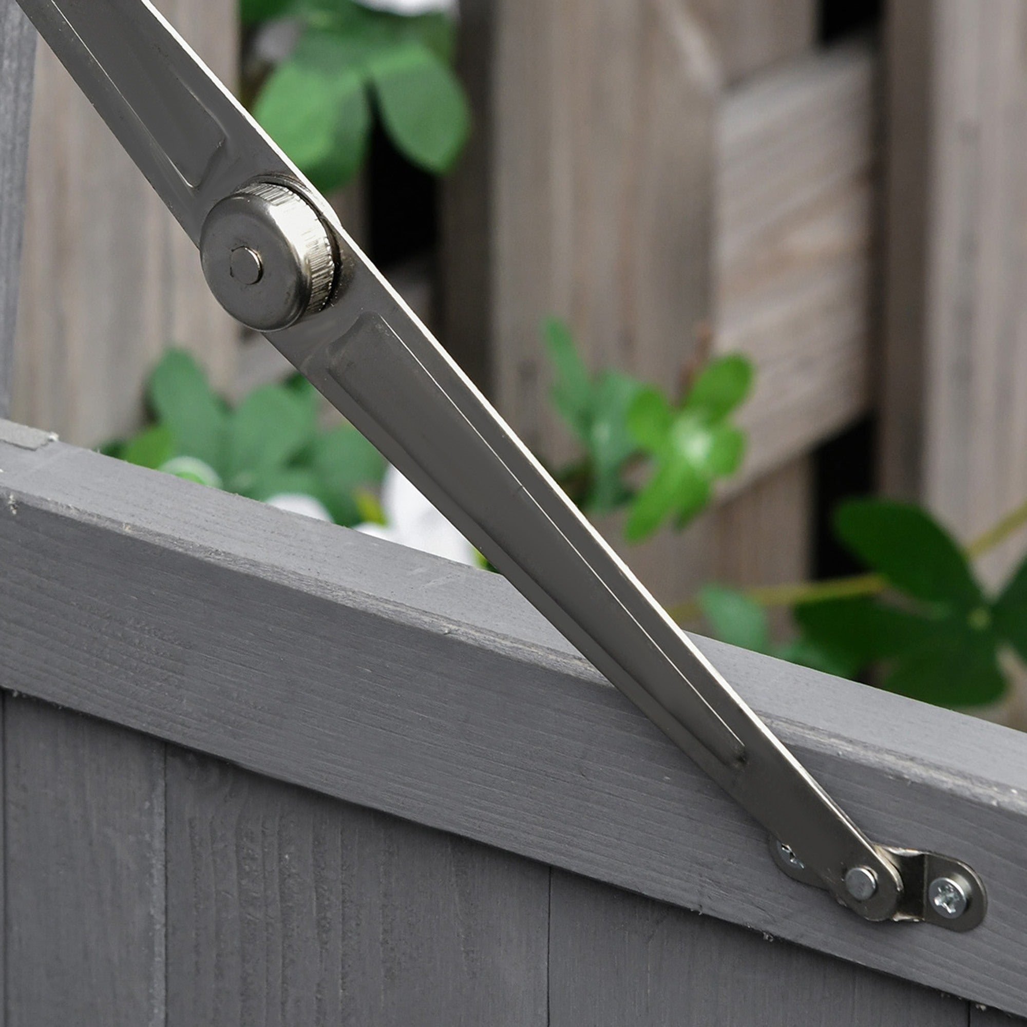 Easycomfort Armadio da Giardino a 2 Ripiani in Legno di Abete with Tetto Apribile, 74x43x88 cm, Grigio Scuro