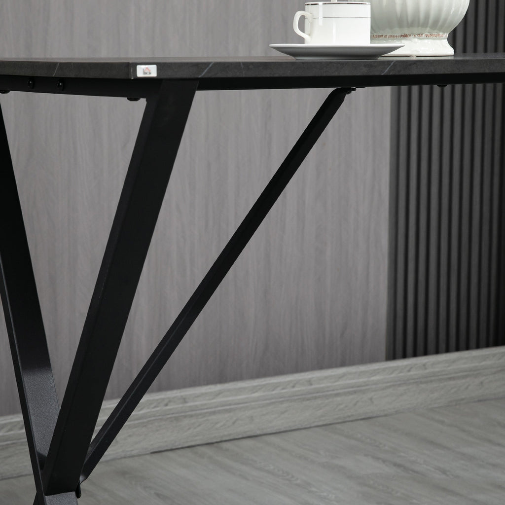 Easycomfort Bancone Bar Tavolo Alto Stile Industriale Effetto Marmo, Legno e Acciaio 120x60x102 cm, black
