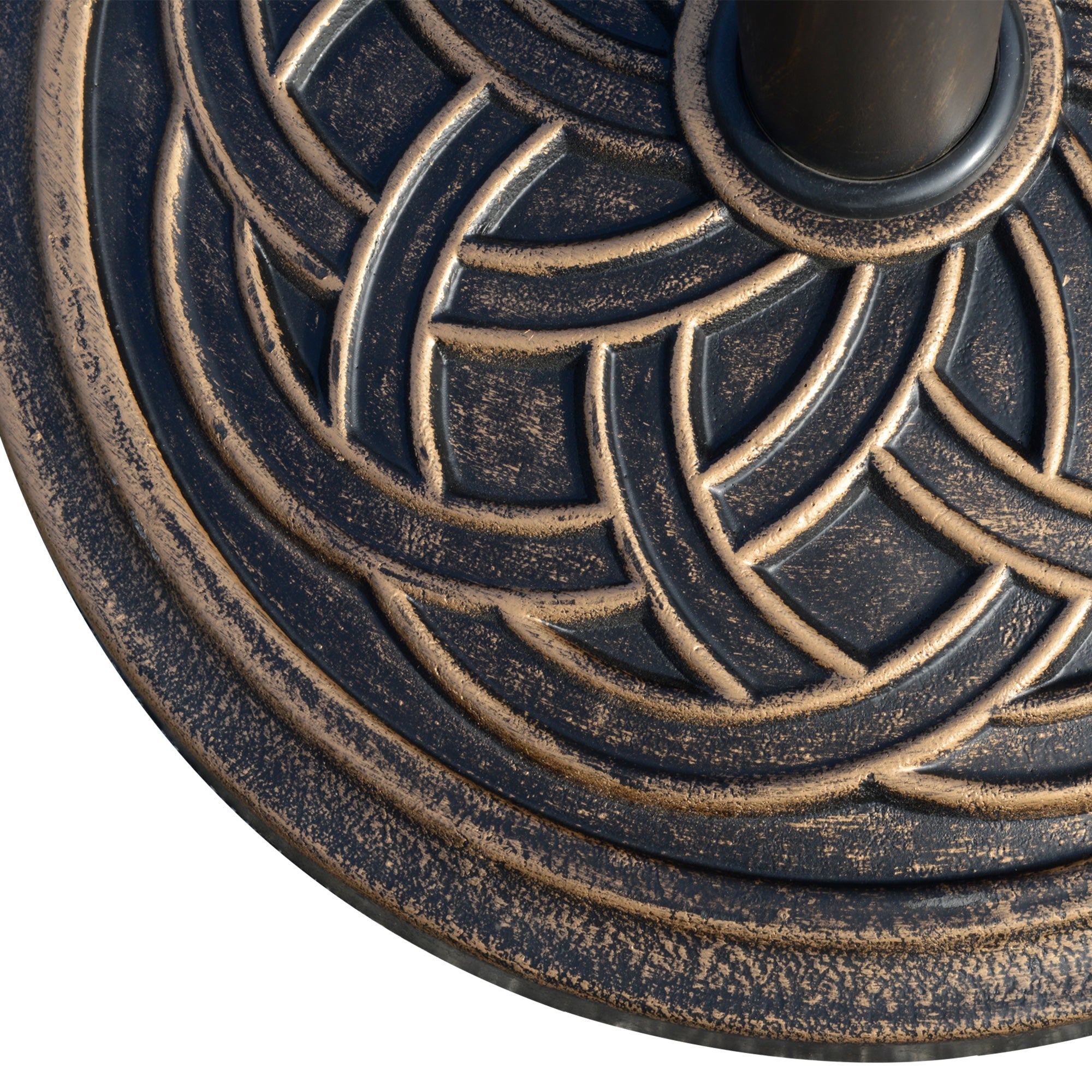 Easycomfort Base per Ombrellone Rotonda da 12kg in Resina with Decorazione, per Pali da 38mm e 48mm, Φ45x33cm, Bronzo
