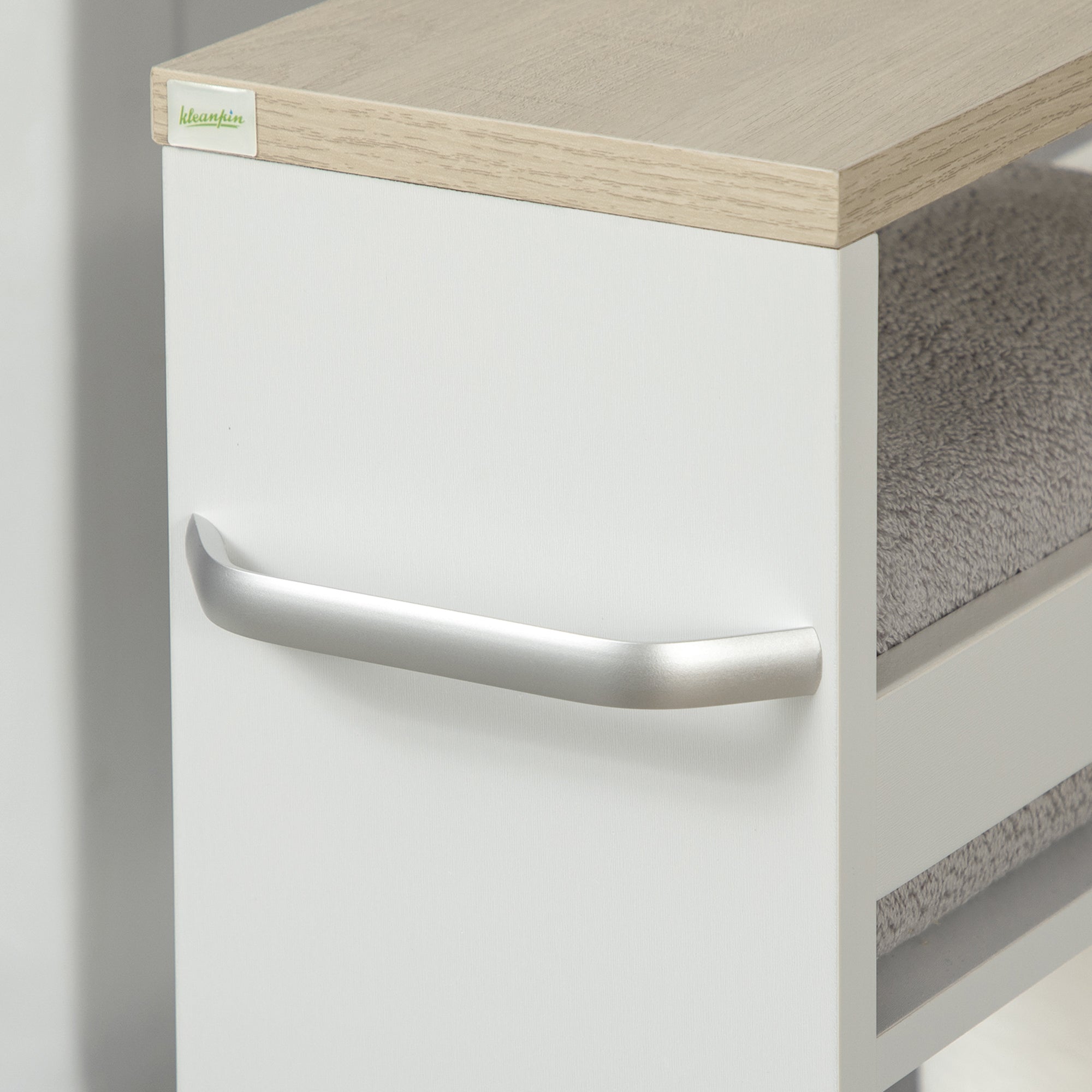 Easycomfort Carrello Bagno Salvaspazio a 3 Ripiani with Rotelle e Maniglia in Legno, 48x15x80cm, white