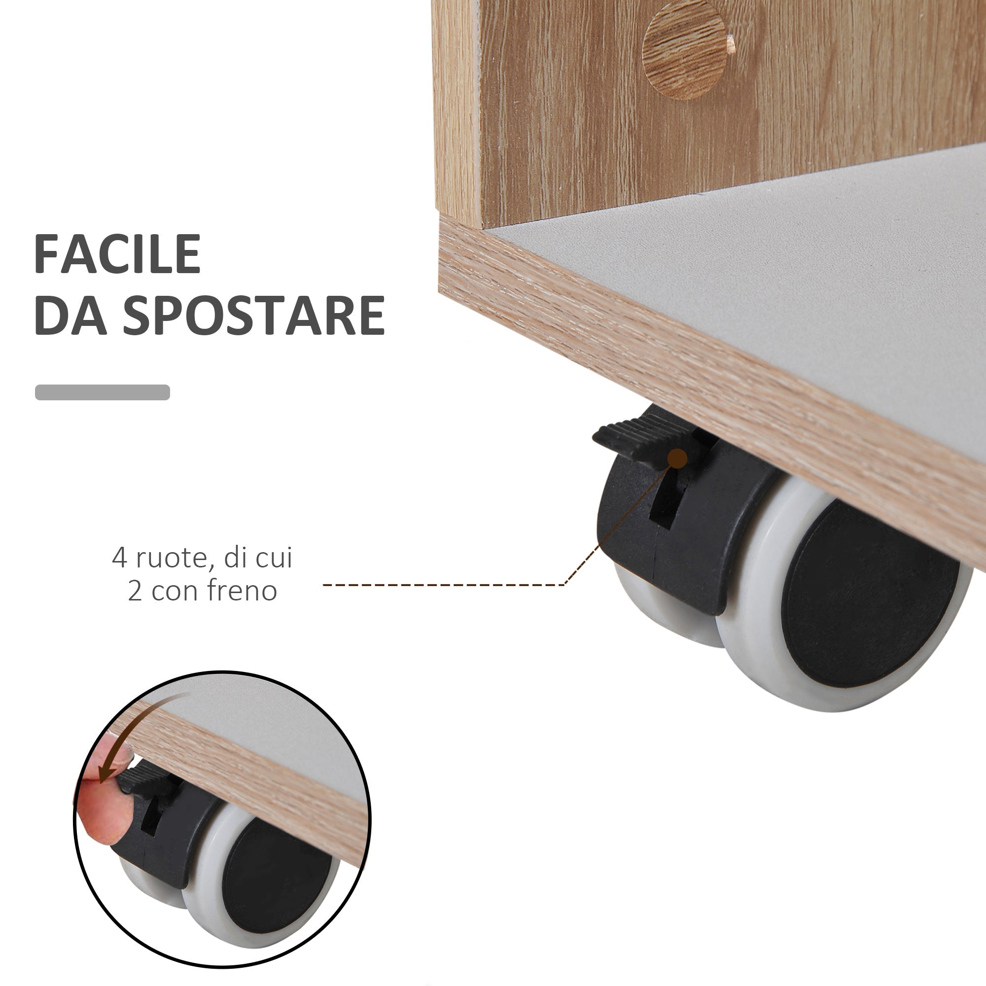 Easycomfort Carrello da Cucina with Ruote, Carrello Cucina with Cassetti Armadietto in Legno Truciolato 78x39.5x88.5cm