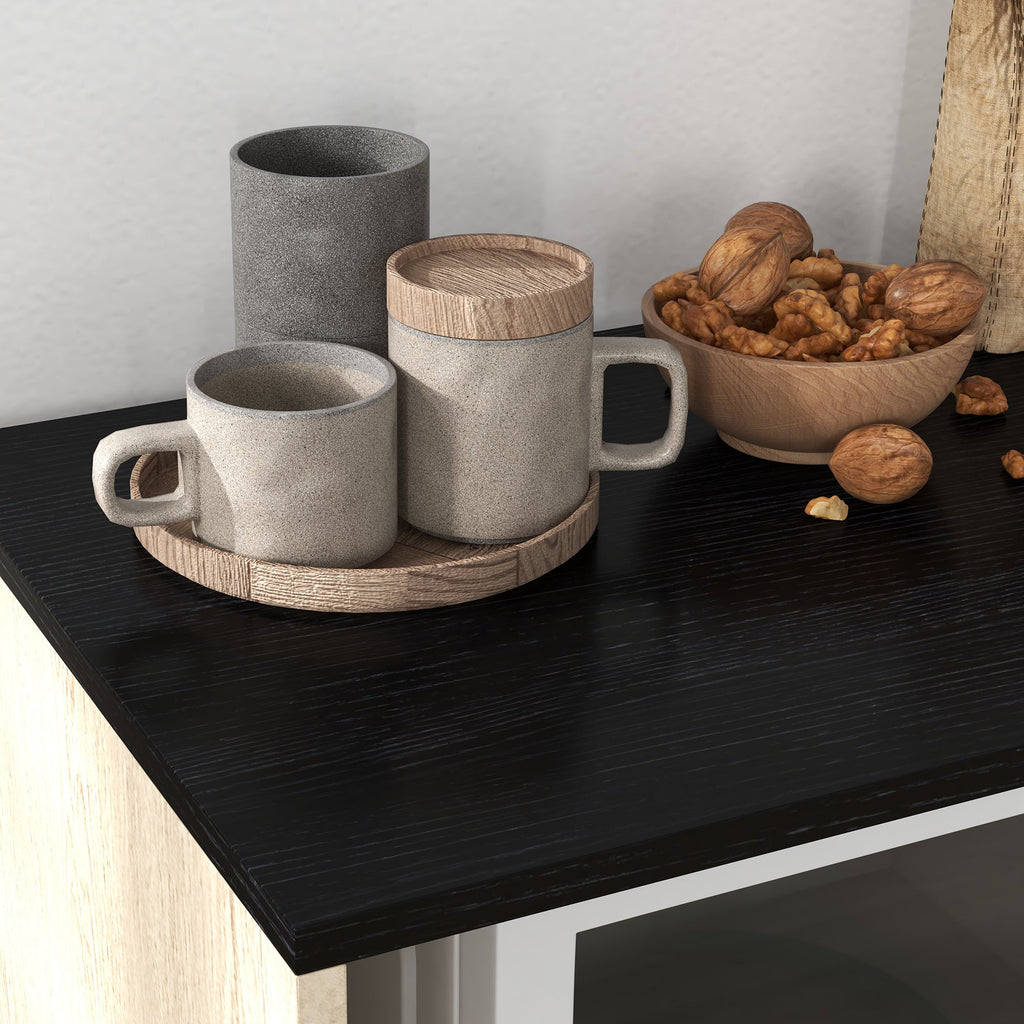 Easycomfort Carrello da Cucina in Truciolato with Ripiano Aperto, Armadietto a 2 Ante e Scaffale Laterale, 75x40x80.5 cm