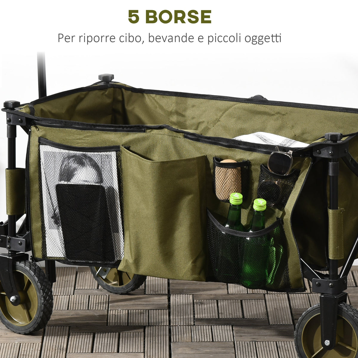EasyComfort Carrello da Giardino 125L opvouwbare tuinwagen