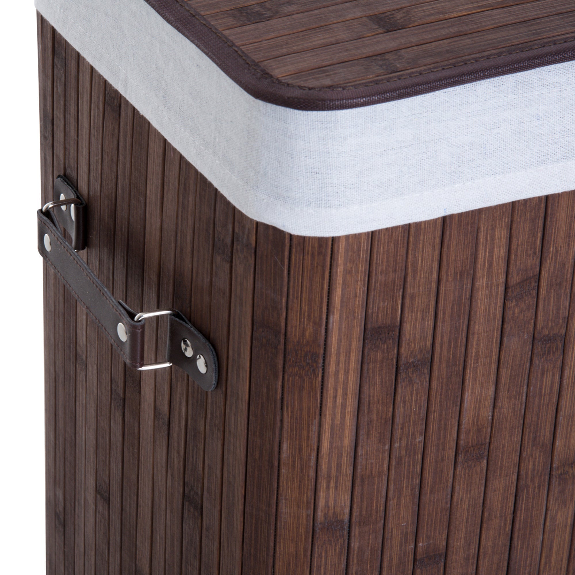 Easycomfort Cesto Portabiancheria in Bambù with Coperchio e Sacco in Tessuto Rimovibile, 40x30x60cm, Marrone