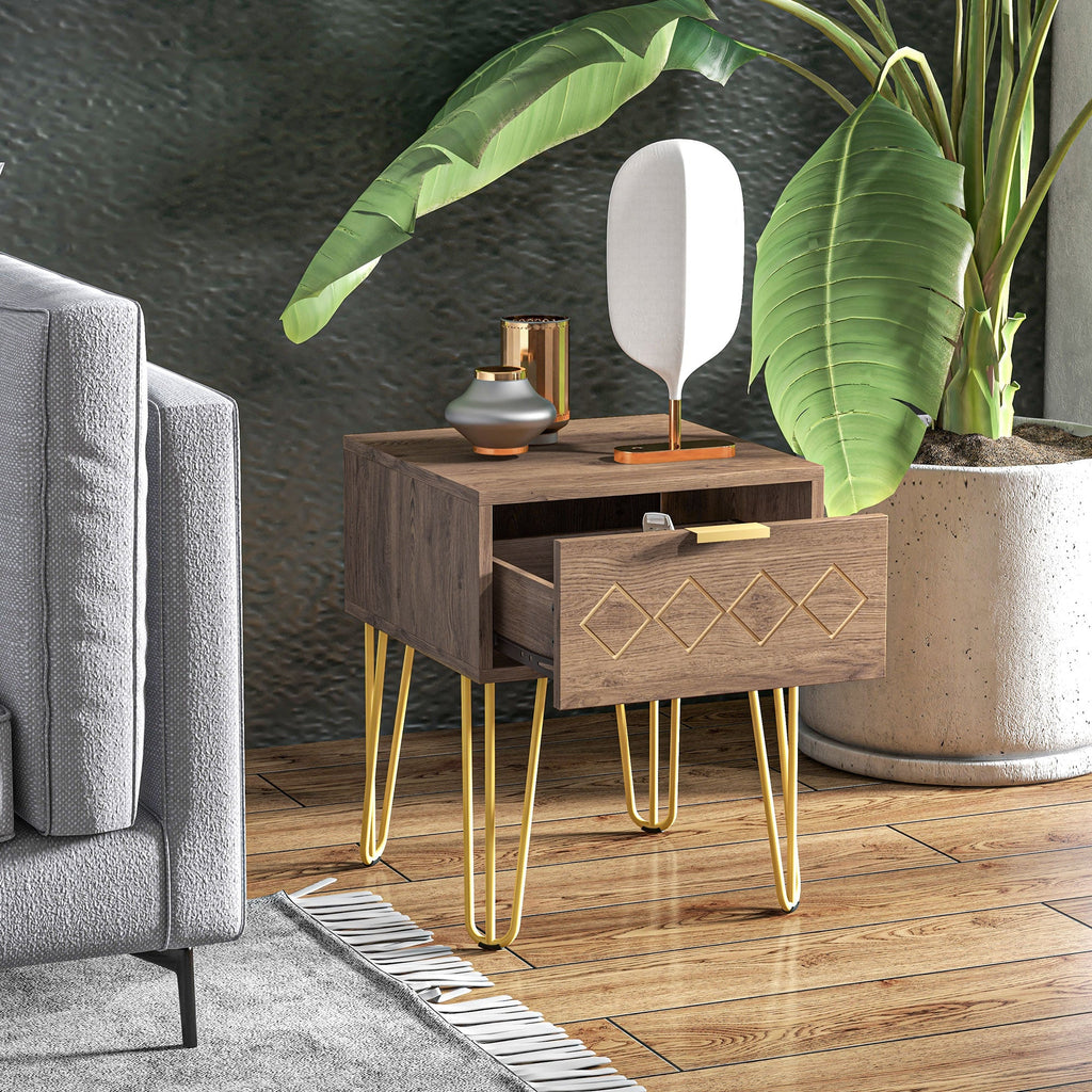 EasyComfort set van 2 nachtkastjes met lade 39.5x41x49 cm bruin
