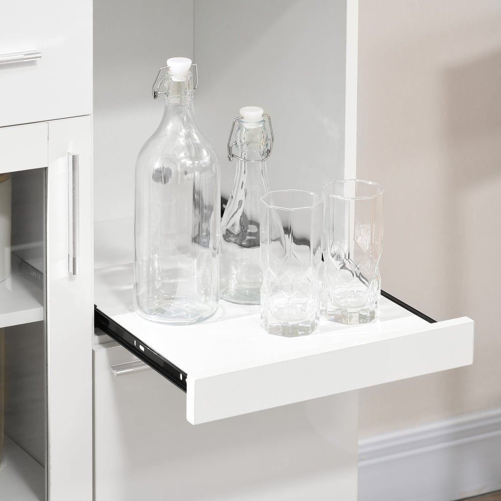 Easycomfort Credenza Moderna with Armadietti e Cassetto in Legno e Vetro, 60x40x95cm, white