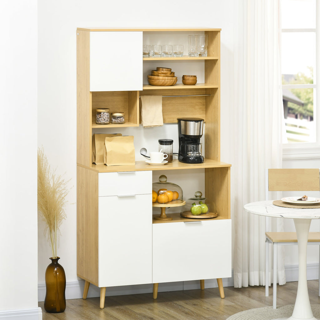 Easycomfort Dispensa da Cucina in Truciolato with Armadietti, Cassetti, Ripiani Regolabili e Appendino, 93x40x180 cm