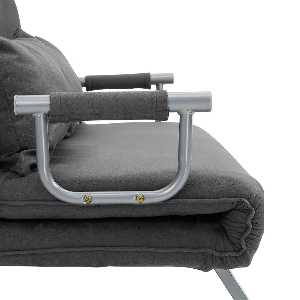 Easycomfort Divano Letto 2 Posti in Similpelle e Acciaio with Seduta Regolabile in 5 Posizioni, 105x80x78 cm, Grigio