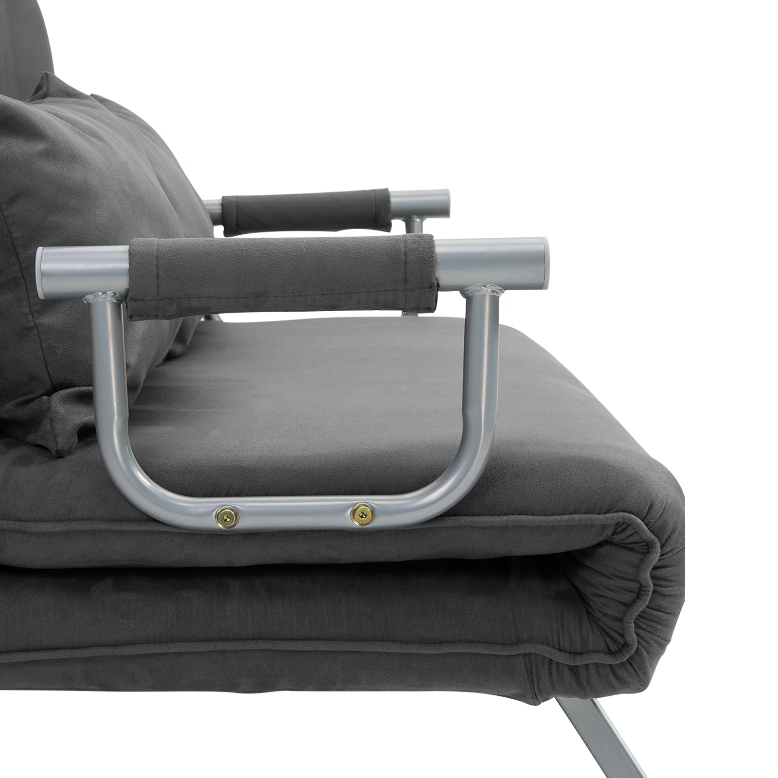 Easycomfort Divano Letto 2 Posti in Similpelle e Acciaio with Seduta Regolabile in 5 Posizioni, 105x80x78 cm, Grigio