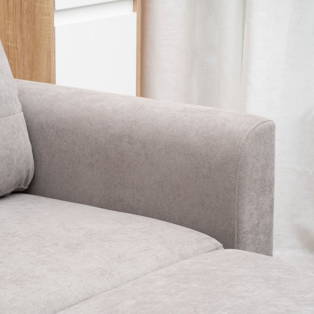 Easycomfort Divano Letto 3 Posti with Chaise Longue Contenitore in Tessuto, 217x134x85cm, Grigio
