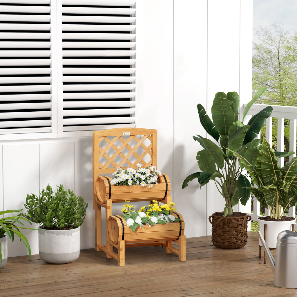 Easycomfort Fioriera da Esterno a Mezza Botte in Legno d'Abete with Design Verticale Rialzato, 45x45x80 cm