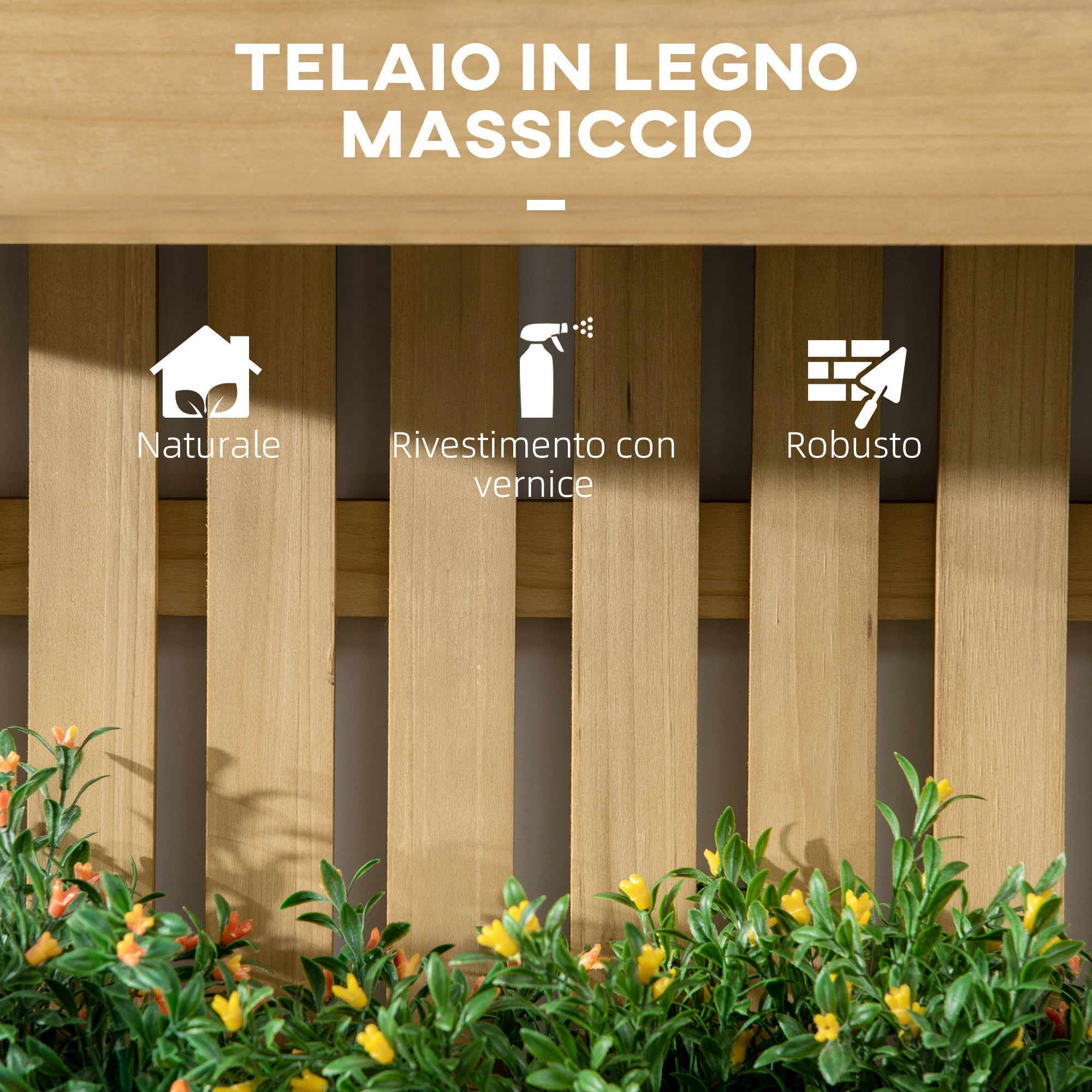 Easycomfort Fioriera da Esterno Verticale in Legno with 3 Vasi Rimovibili, 60x16x80cm