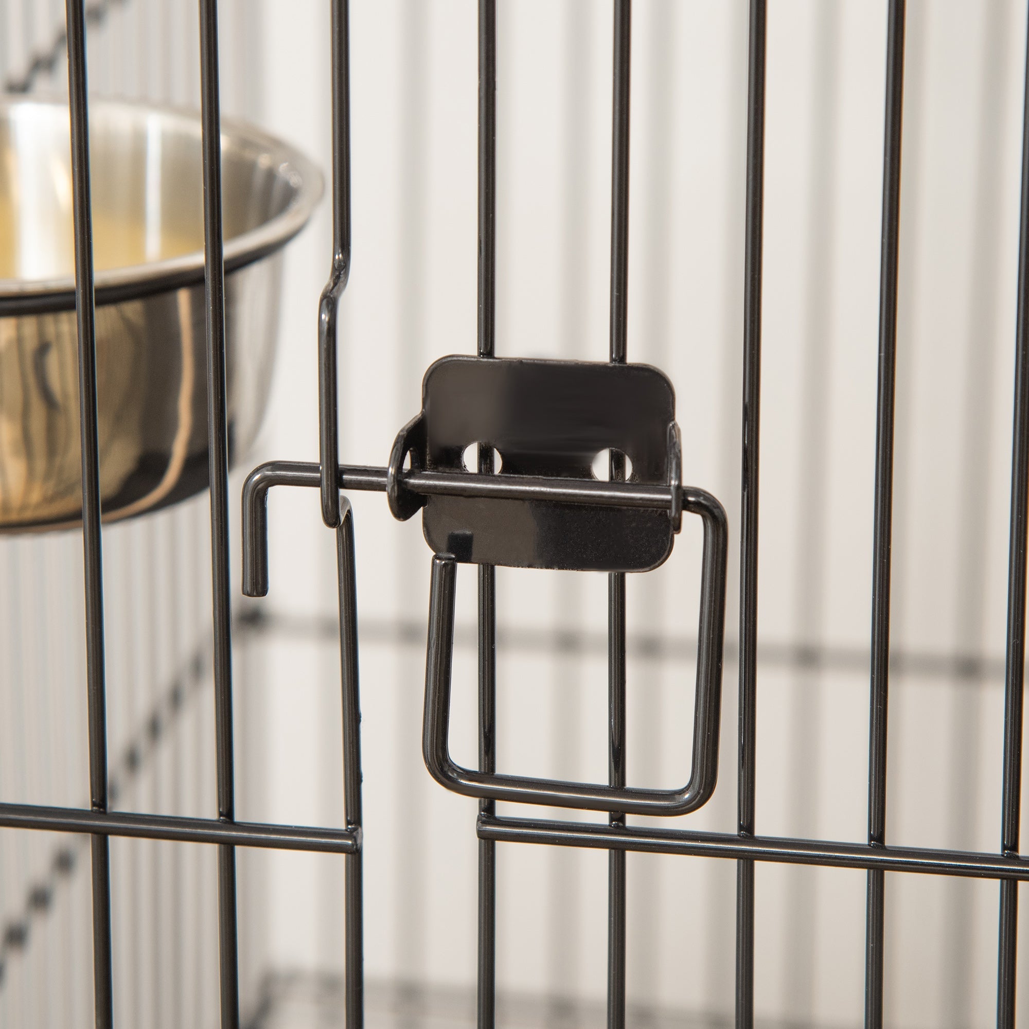 EASYCOMFORT Indoor Bird Cage in Steel and Wood with Tray, 4 Wheels and Perch, 50x49x137cm