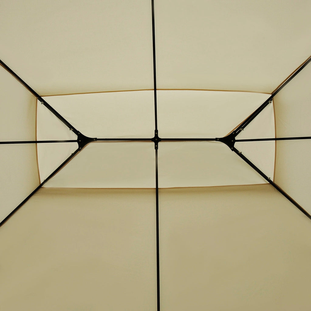 Easycomfort Gazebo da Giardino 3x4 m with Tende e Tetto a 2 Livelli white Crema