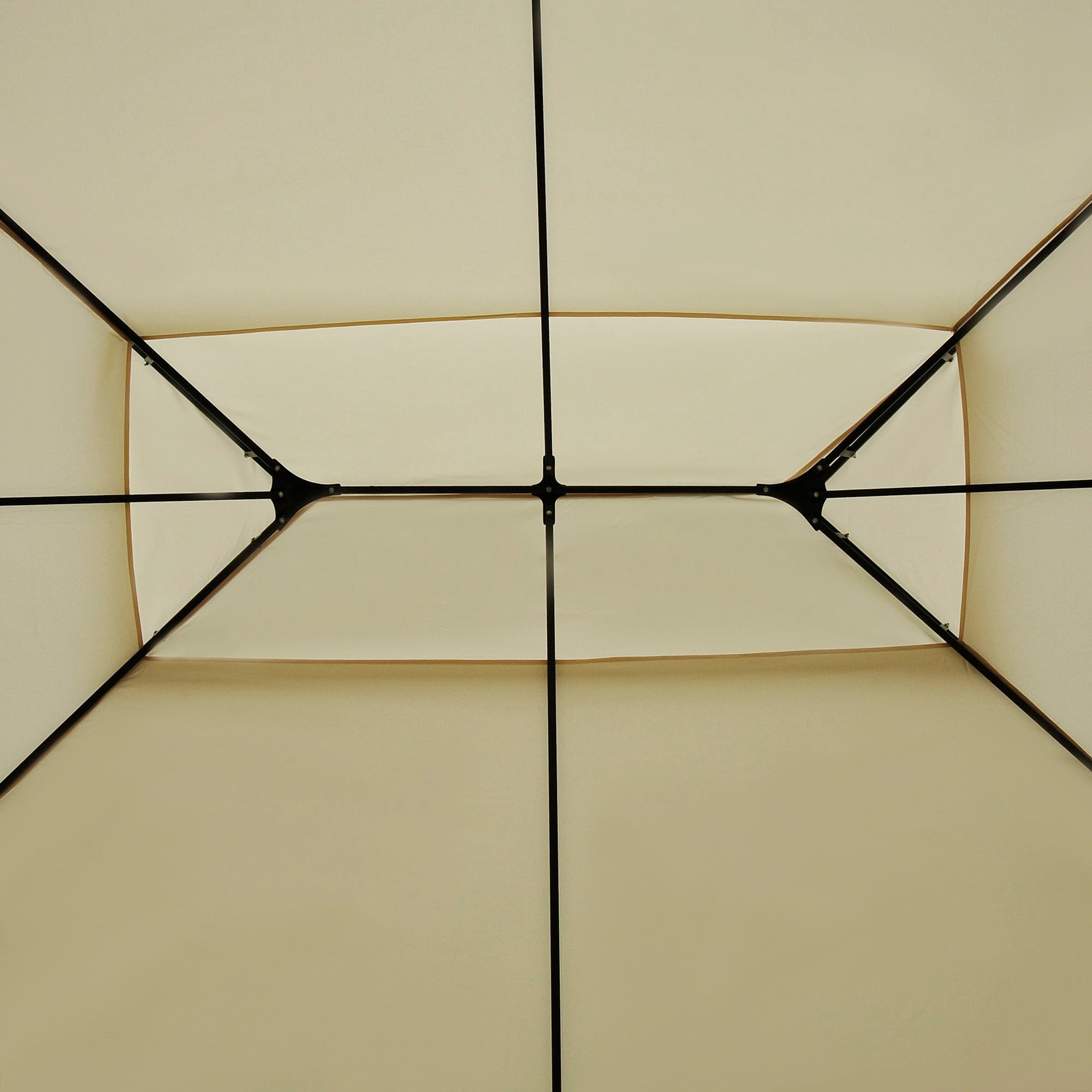Easycomfort Gazebo da Giardino 3x4 m with Tende e Tetto a 2 Livelli white Crema