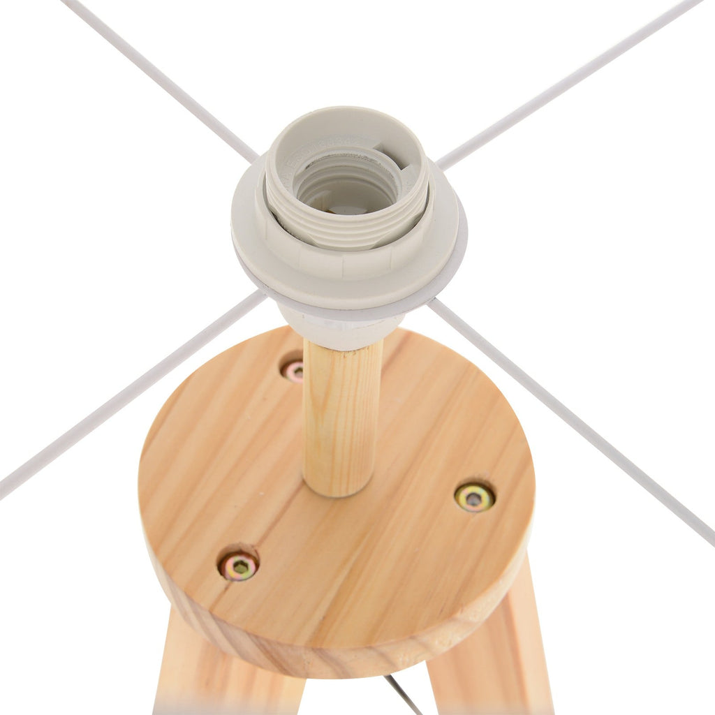 Easycomfort Lampada da Terra with Ripiano Intermedio Paralume in Lino Interruttore a Pedale Risparmio Energetico Altezza 154cm, Legno, 50x50x154 cm