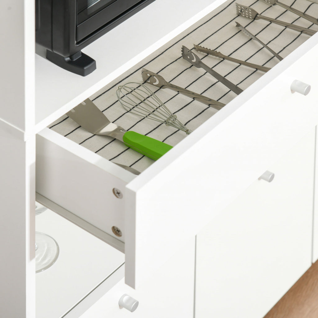 Easycomfort Mobile Cucina per Microonde with Armadietti, Mensole e Cassetto, Credenza Moderna in Legno 90x40x120cm white