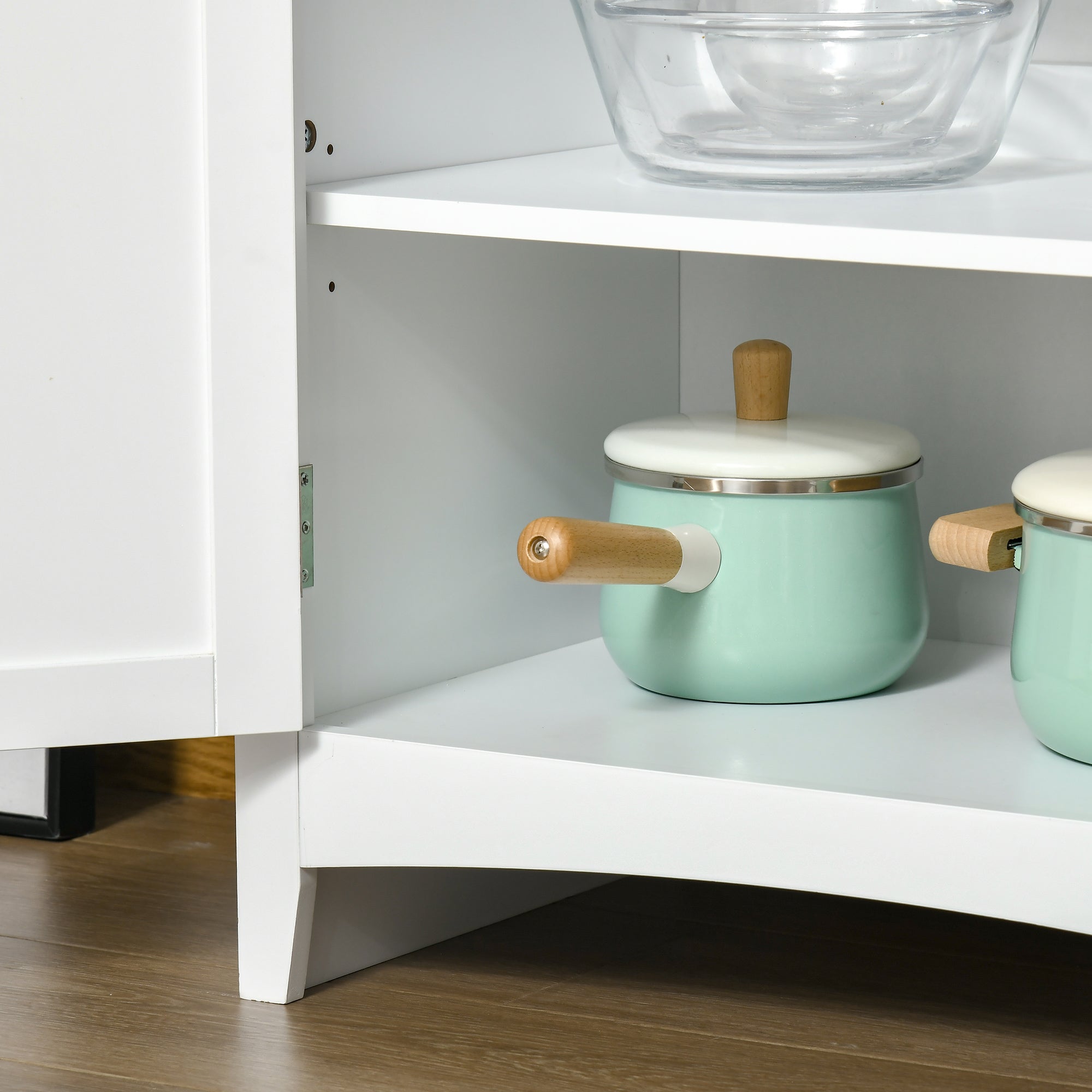 Easycomfort Mobile Dispensa Alto with 2 Armadietti, Ripiani Regolabili e Piano d'Appoggio, in MDF, 68.6x40x164 cm, white