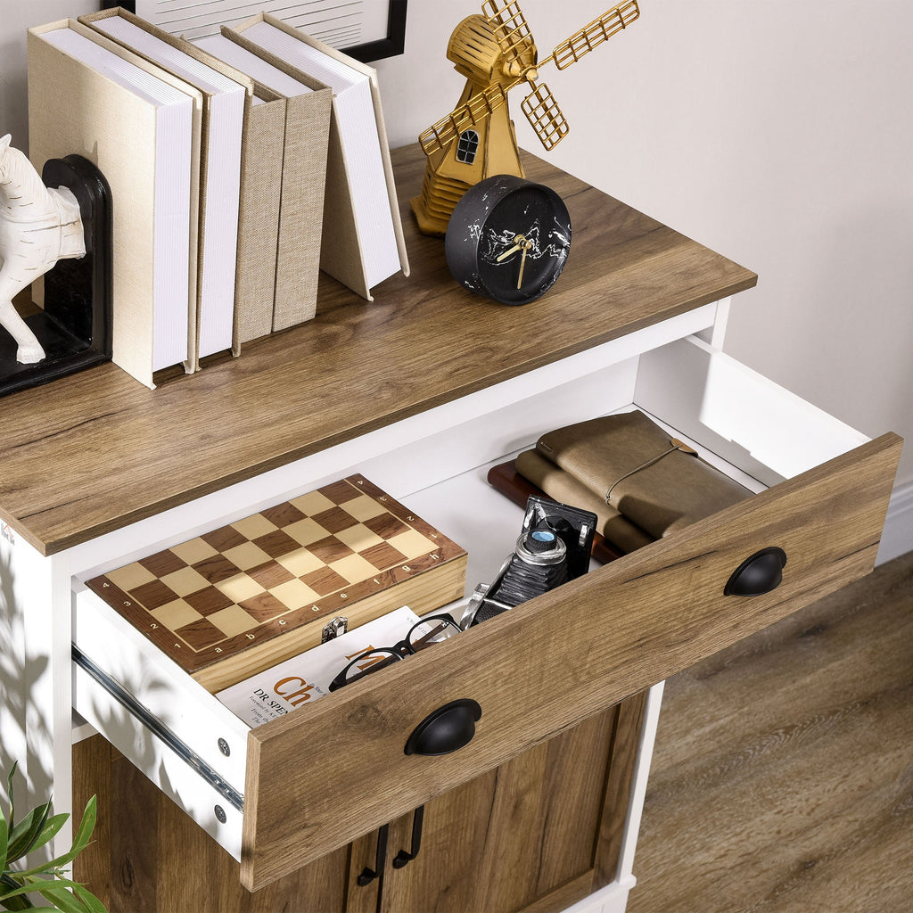 Easycomfort Mobile Multiuso in Truciolato with Armadietto e Cassetto in Stile Rustico, 78.5x39x89.4cm, white