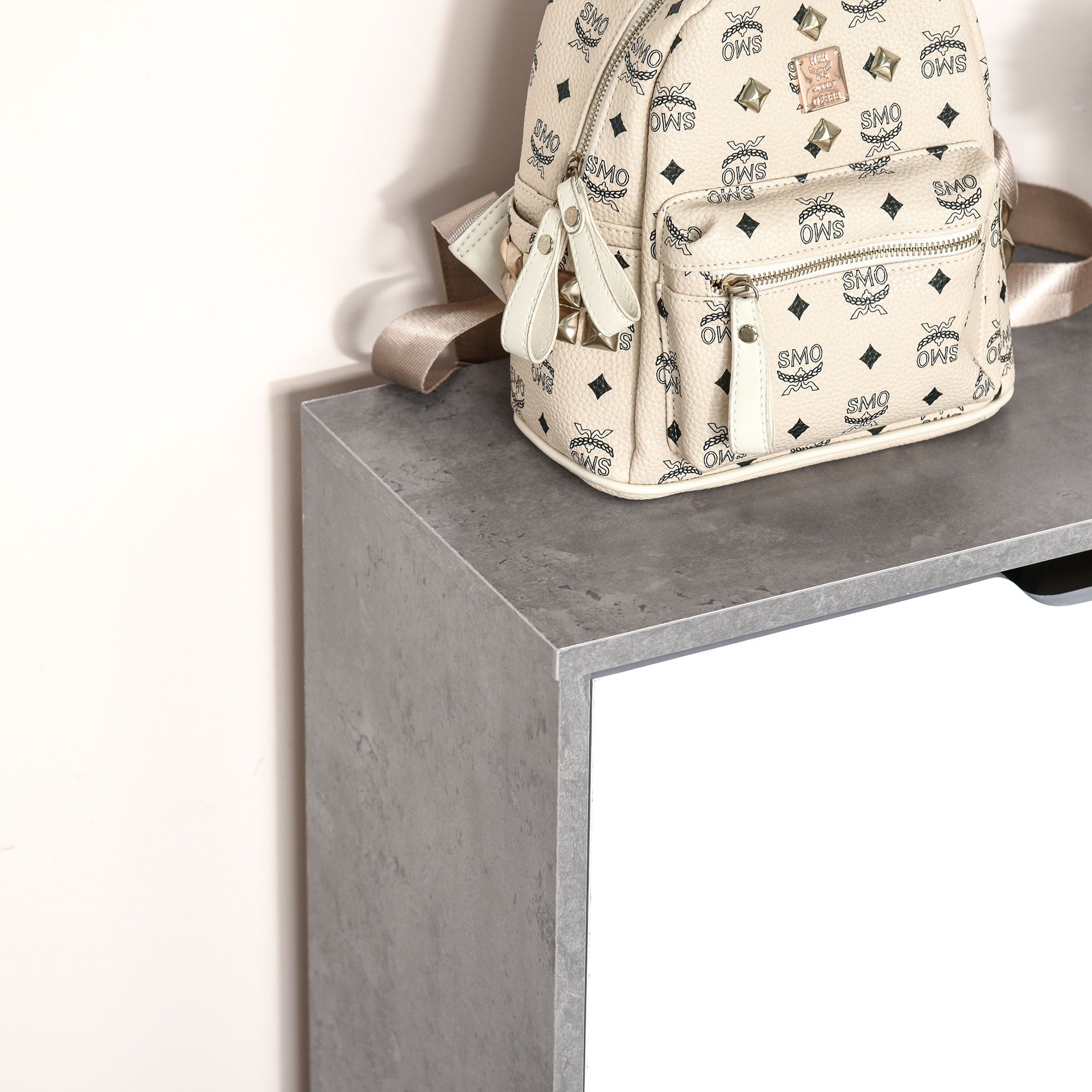 Easycomfort Mobile Portascarpe, Scarpiera Salvaspazio Bassa a 2 Ante per 8 Paia di Scarpe, Arredamento Moderno, Grigio e white, 62.5x26x81cm