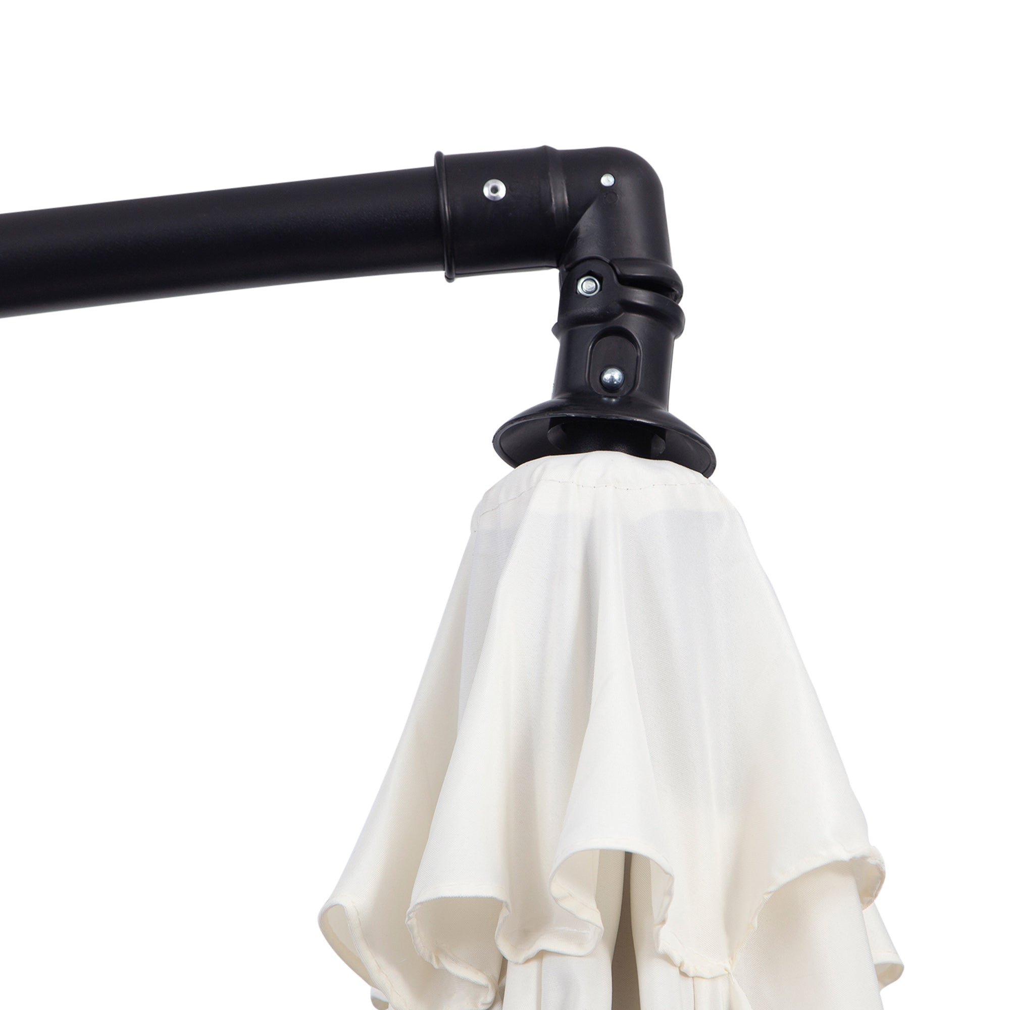 EASYCOMFORT Outdoor Umbrella 3x2.5 m with Crank, in Steel and Anti-UV Polyester, Cream