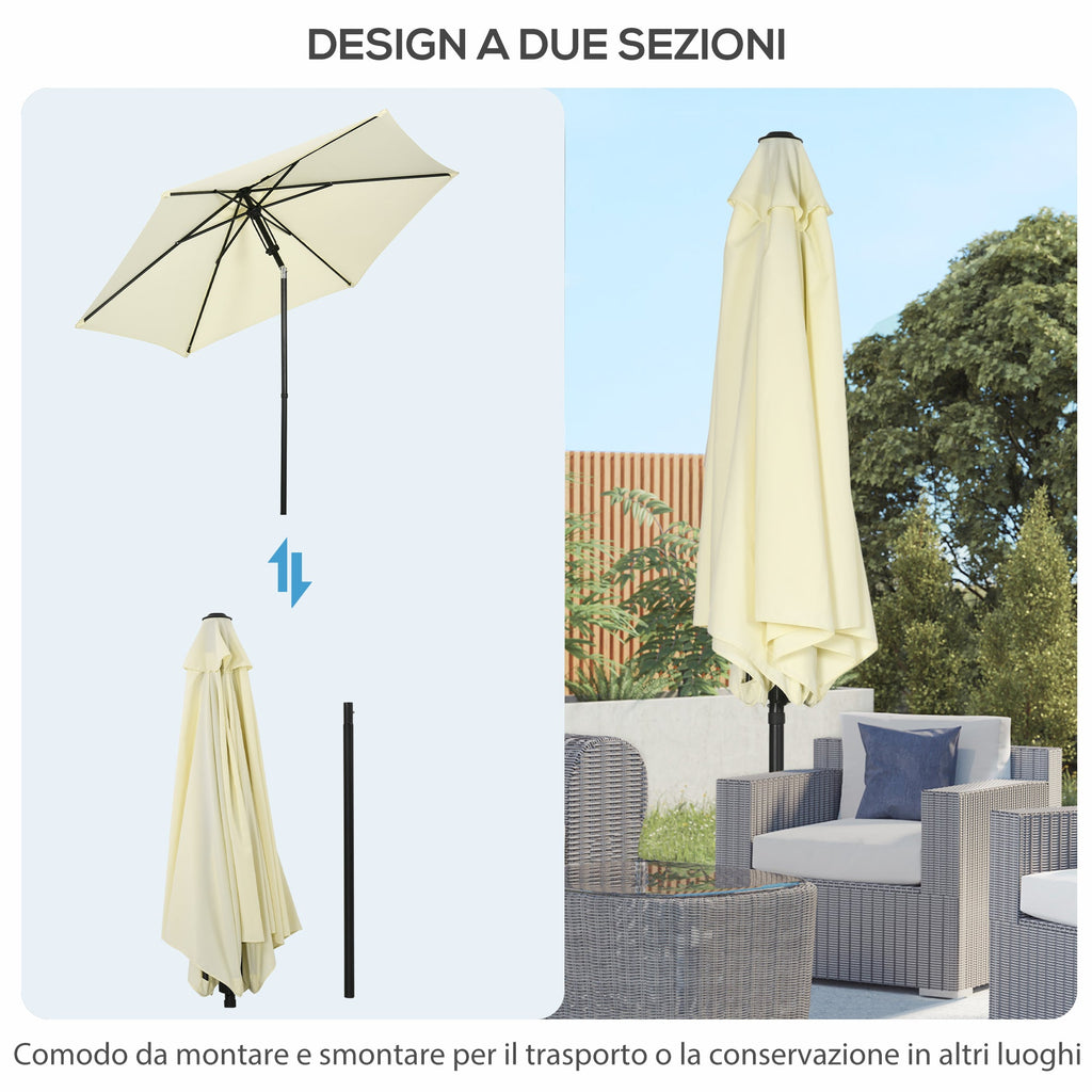 Easycomfort Ombrellone da Giardino 2.7x2.5 m, in Poliestere e Metallo with Tettuccio Inclinabile, Beige black