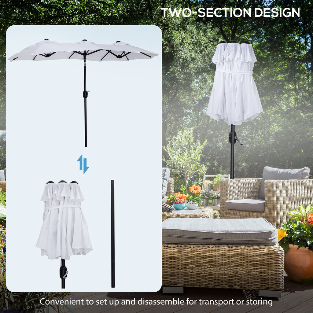 Easycomfort Ombrellone da Giardino Doppio Inclinabile with Apertura a Manovella, 295x152x222cm, white