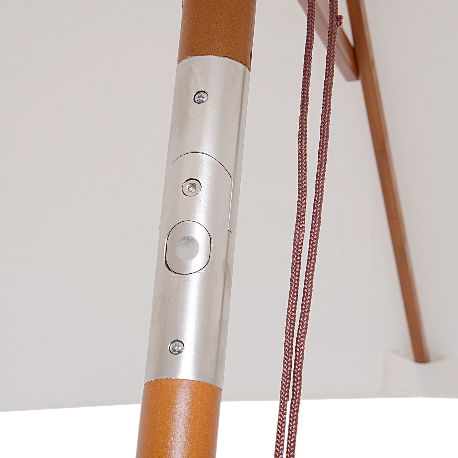 EASYCOMFORT Tilting Garden Umbrella 2x1.5m with 6 ribs with Fir Wood Pole and Rope, Beige