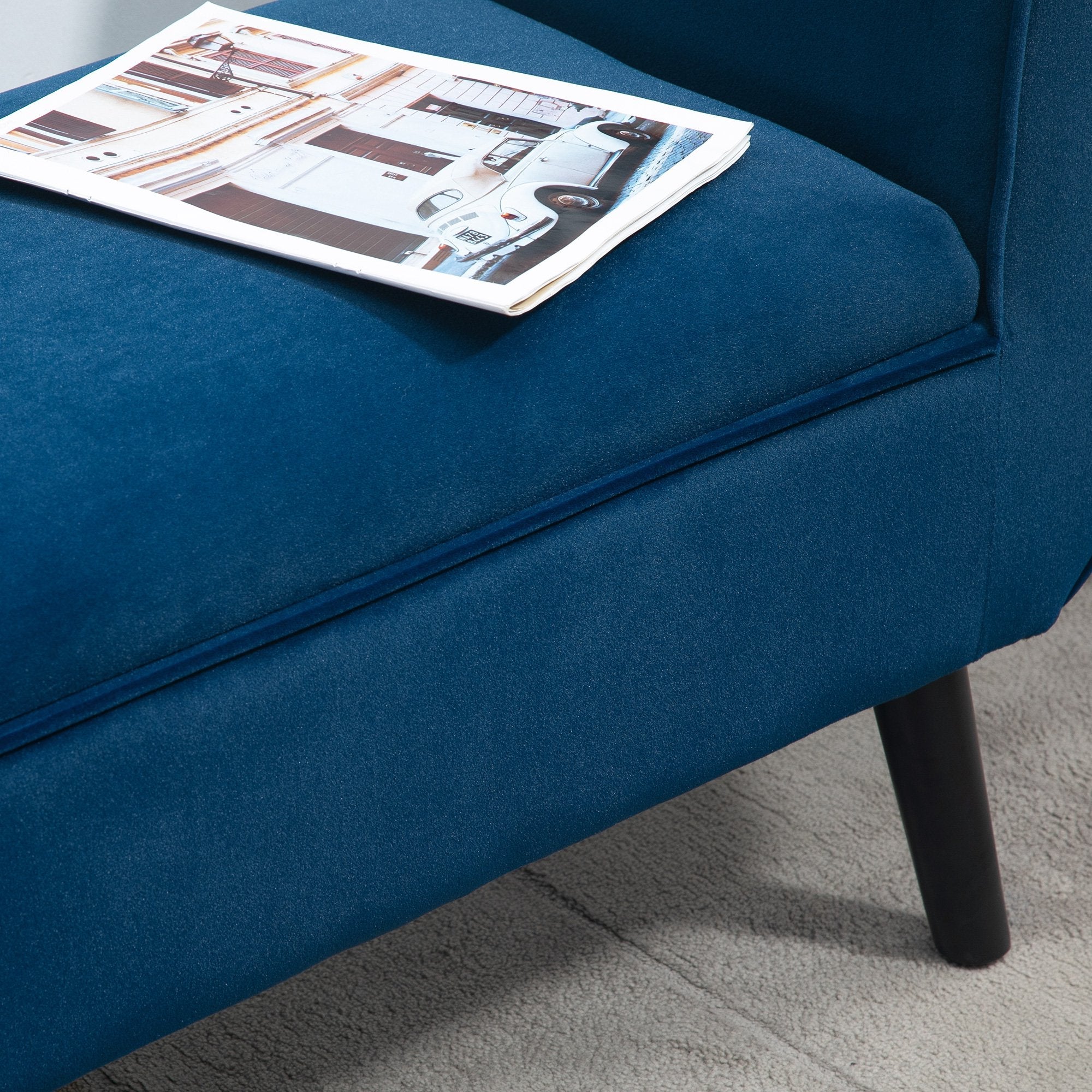 Easycomfort Panca Contenitore Imbottita per Interno in Tessuto Vellutato with Braccioli, 118x42x66cm - Blu