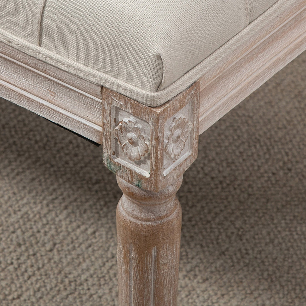 Easycomfort Panca Fondo Letto Imbottita with Rivestimento Effetto Lino e Gambe in Legno, 80x40x41cm, Beige