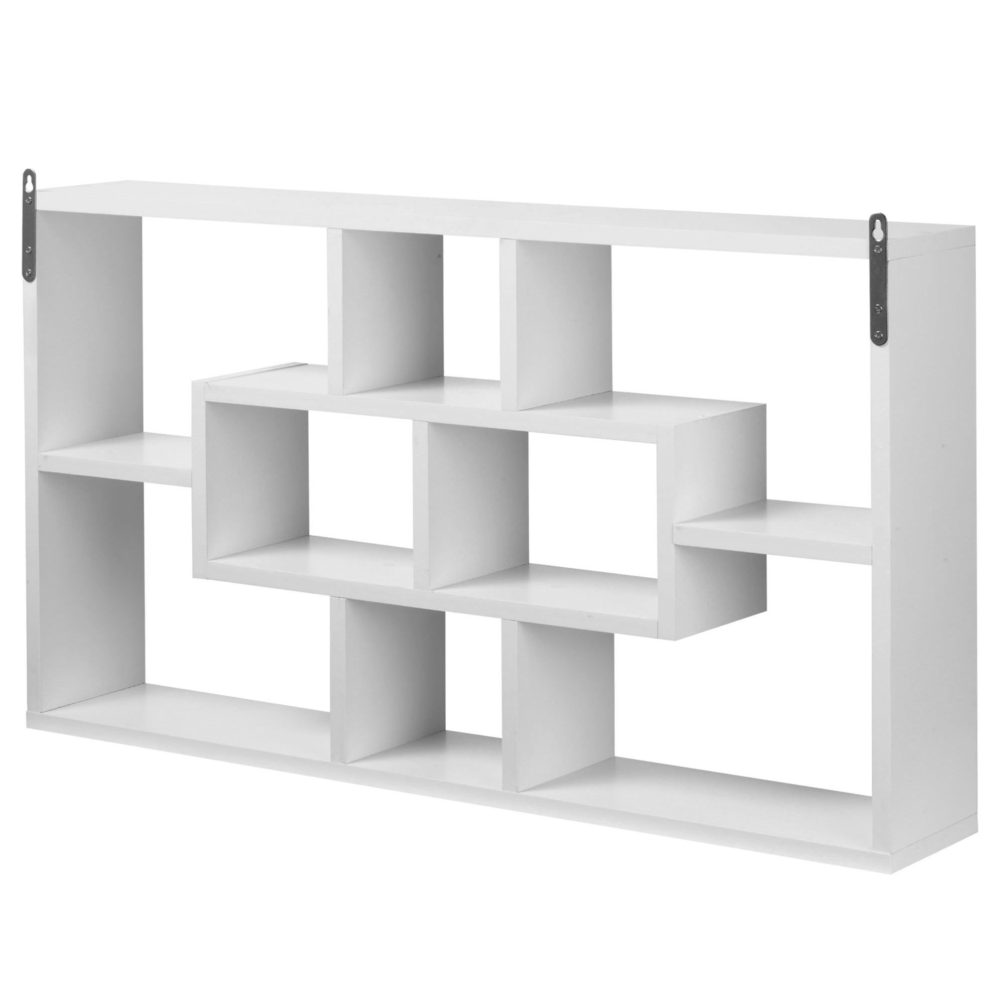 Easycomfort Pensile Libreria da Parete Sospesa 8 Vani in 3 Diverse Dimensioni, Mensola da Muro Design Antiribaltamento Pannelli di Truciolare white 85x14.5x47.5cm Capacità: 20kg