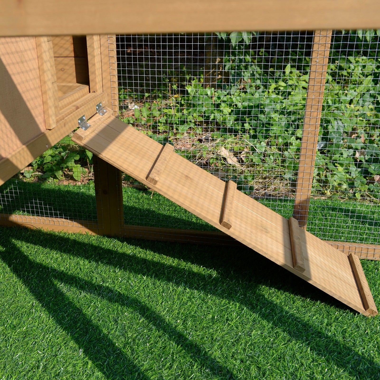 EASYCOMFORT Outdoor Chicken Coop for Laying Hens with Running Area, Nesting Area and Removable Wooden Garden Tray, 200x80x105 cm