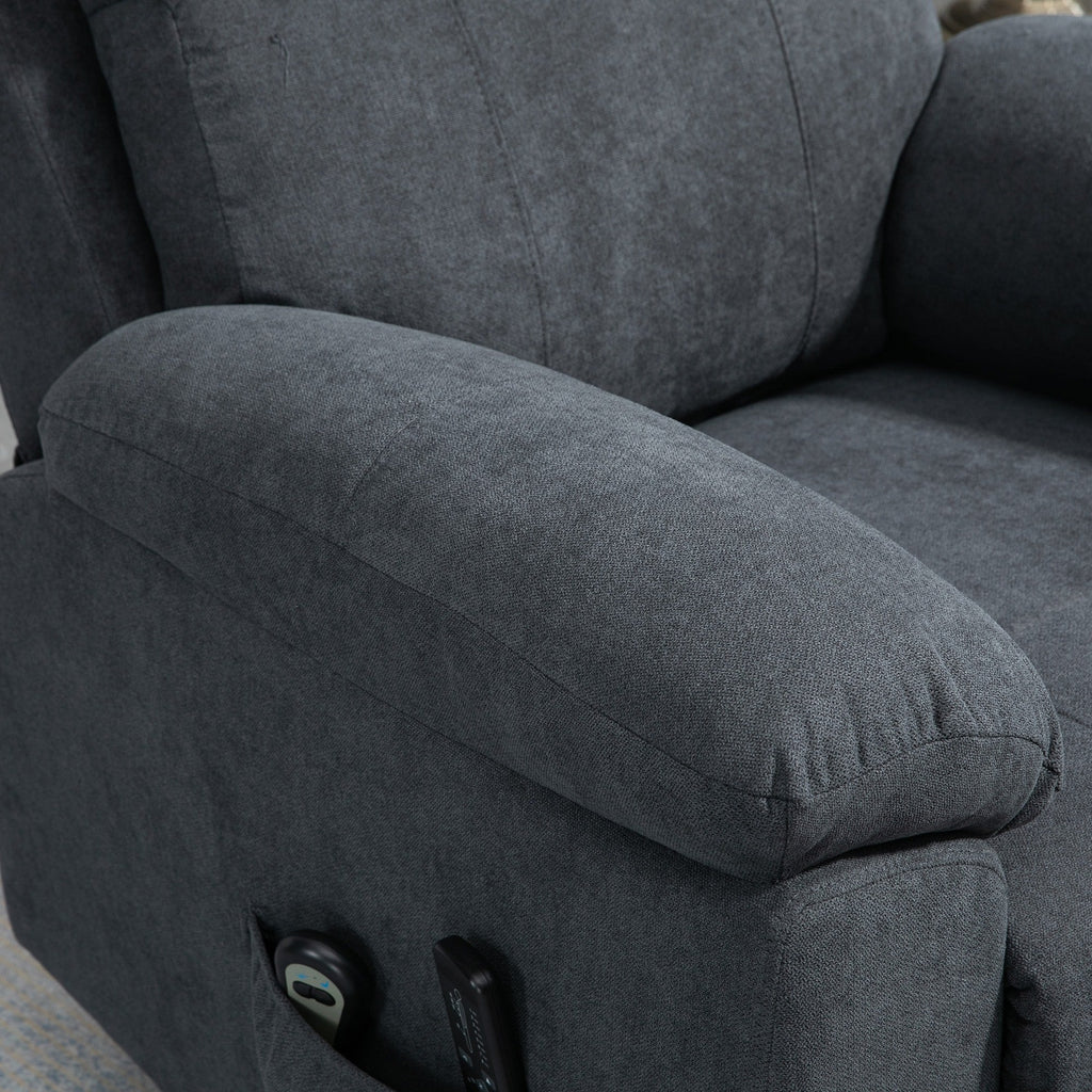 Easycomfort Poltrona Alzapersona Reclinabile fino a 135° with 8 Punti Massaggianti, Telecomando e Poggiapiedi 89x99x103 cm, Grigio