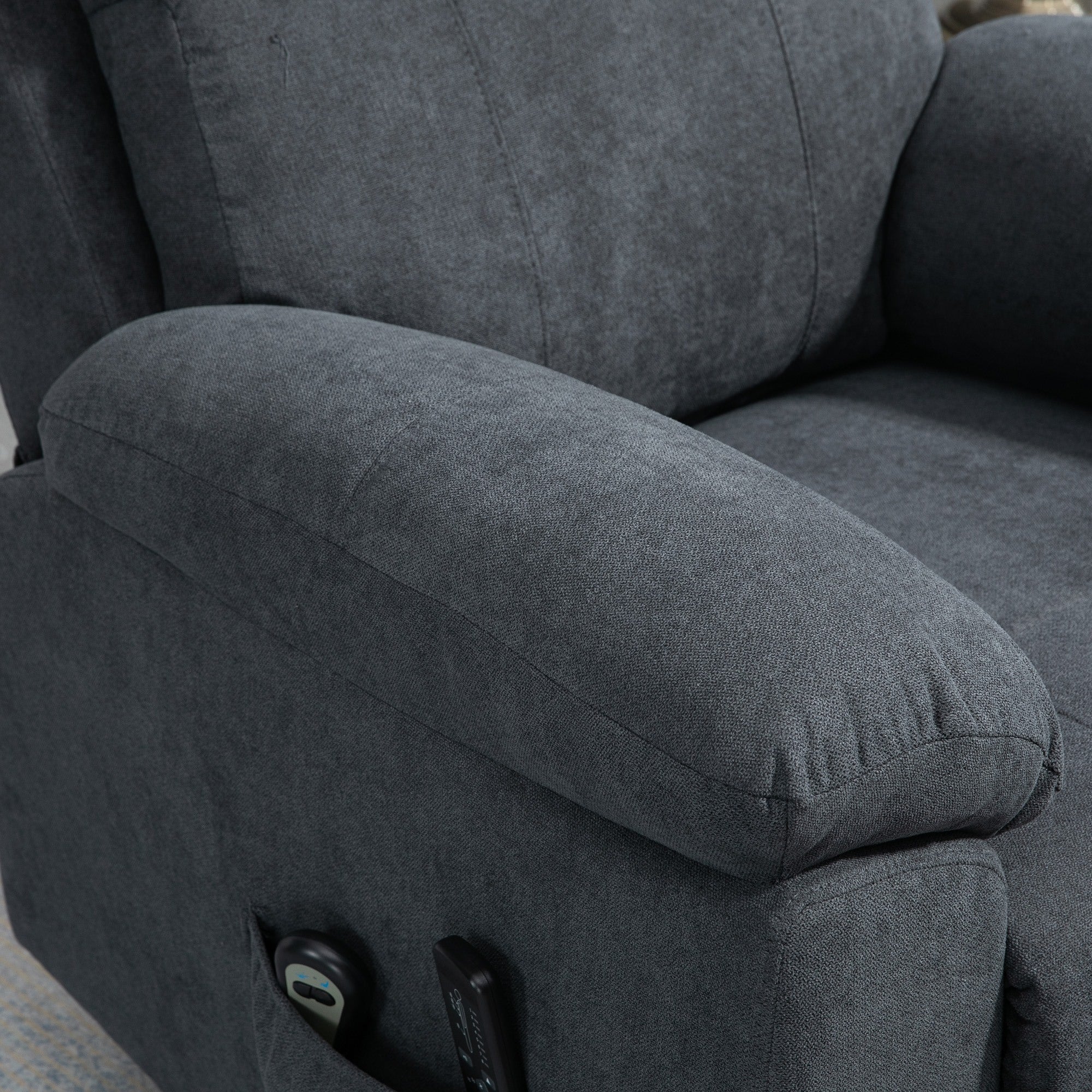 Easycomfort Poltrona Alzapersona Reclinabile fino a 135° with 8 Punti Massaggianti, Telecomando e Poggiapiedi 89x99x103 cm, Grigio