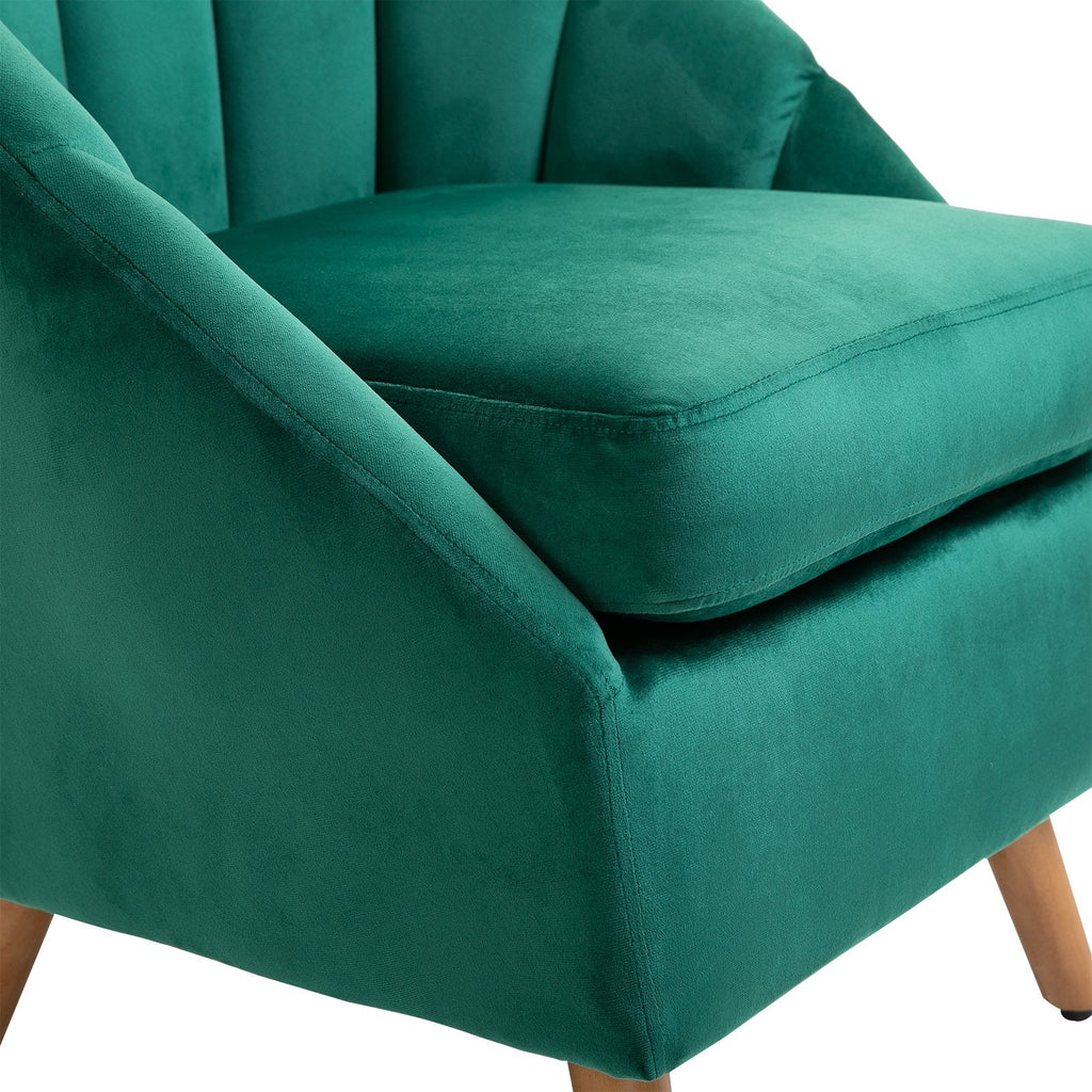 Easycomfort Poltrona da Camera da Letto e Salotto in Velluto Verde with Imbottitura Spessa e Solida Struttura in Legno (67x65x77cm)
