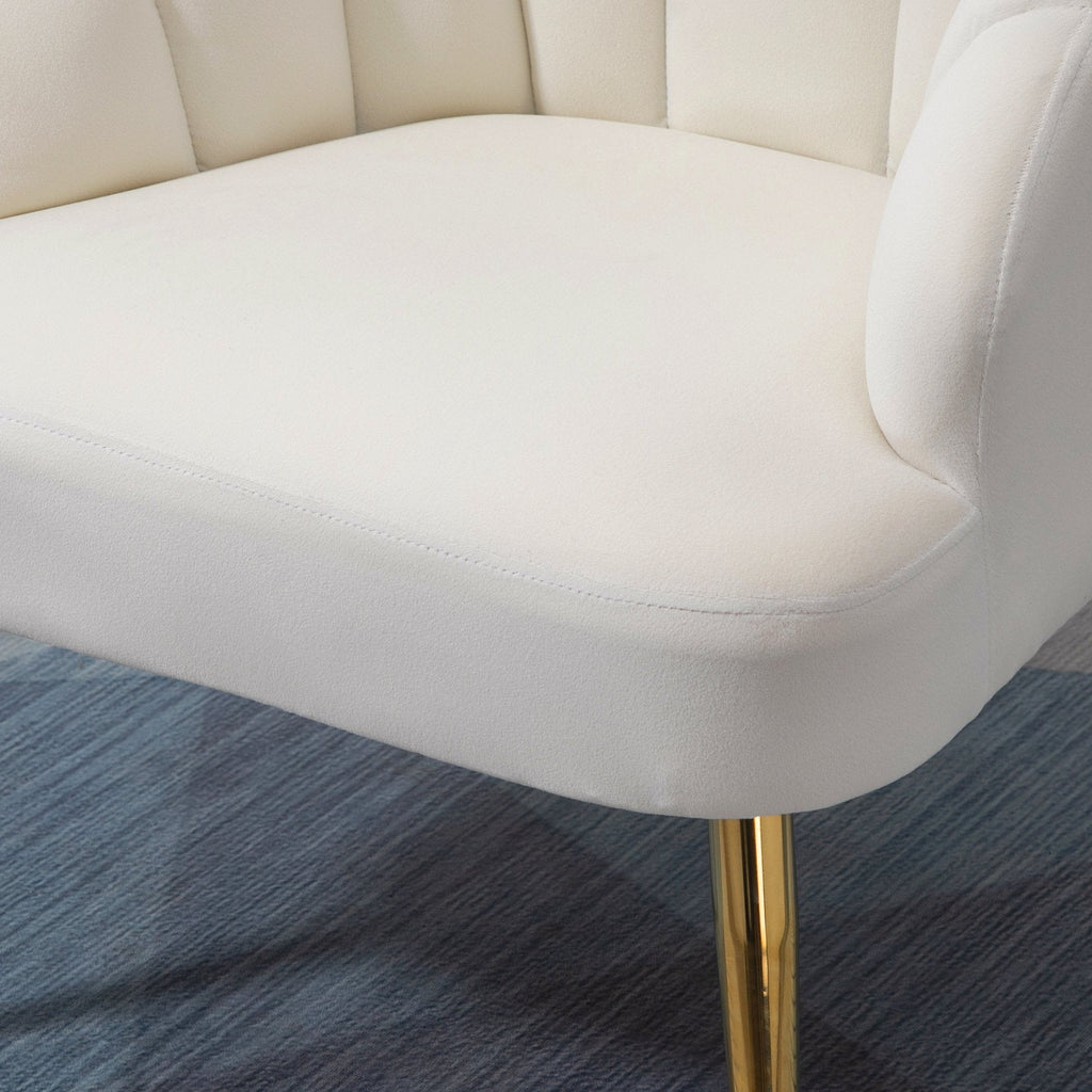 Easycomfort Poltrona in Velluto Imbottita with Schienale a Conchiglia e Gambe in Acciaio per Camera e Salotto, 63x65x84cm, Crema