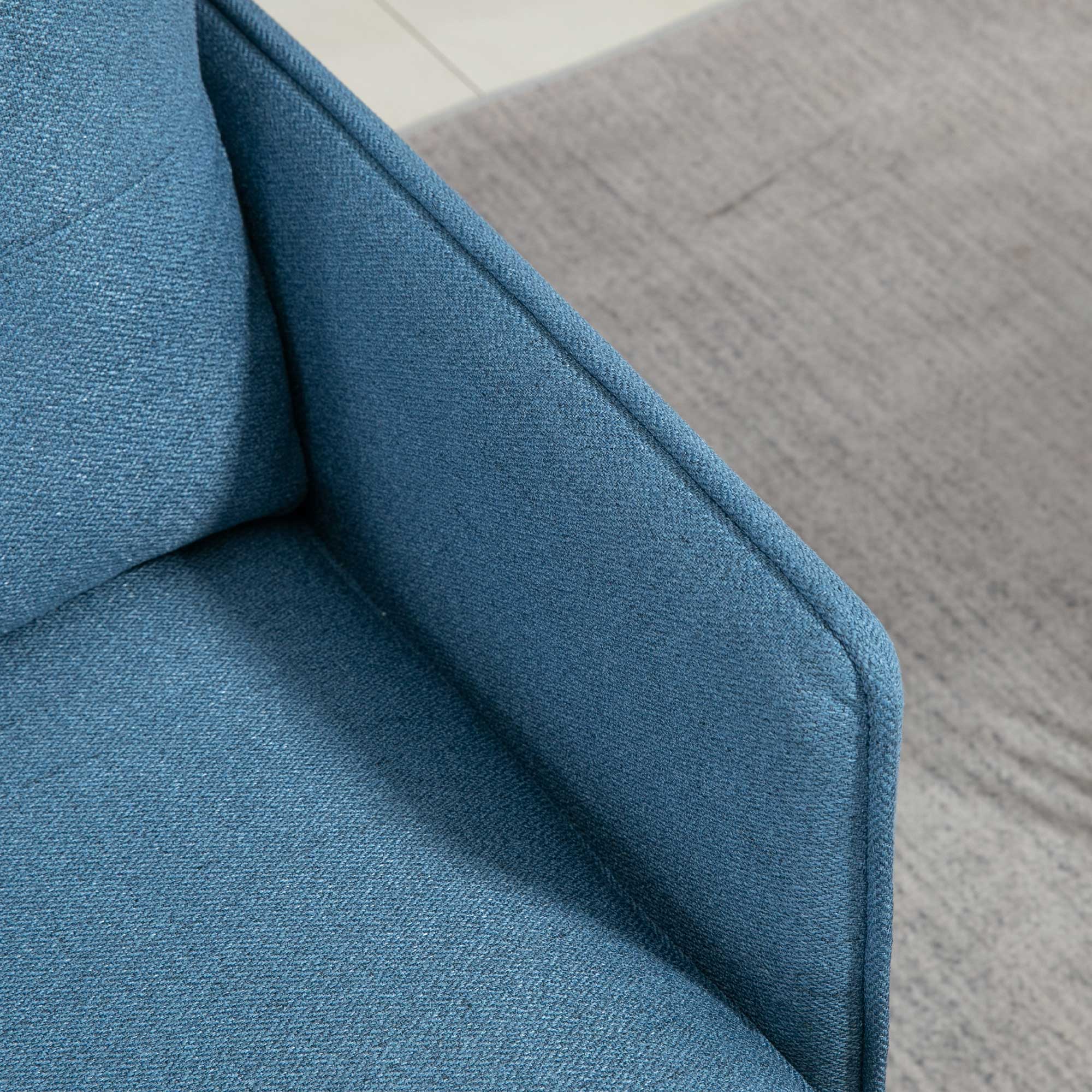 Easycomfort Poltrona Moderna da Soggiorno e Camera da Letto with Seduta Imbottita e Tessuto Effetto Lino, 76x68x80 cm, Blu