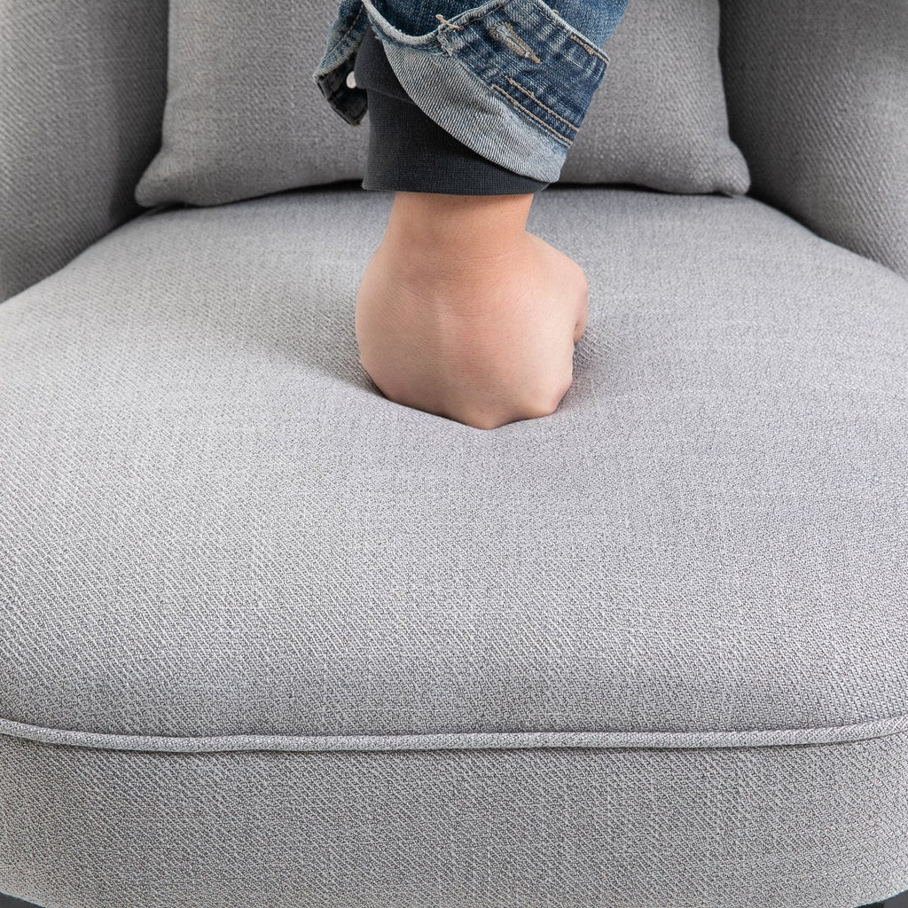 Easycomfort Poltrona per Salotto Imbottita with Cuscino e Piedini Antiscivolo, Poltrona D'Arredo in Tessuto Effetto Lino e Legno, 52.5x69x77 cm, Grigio