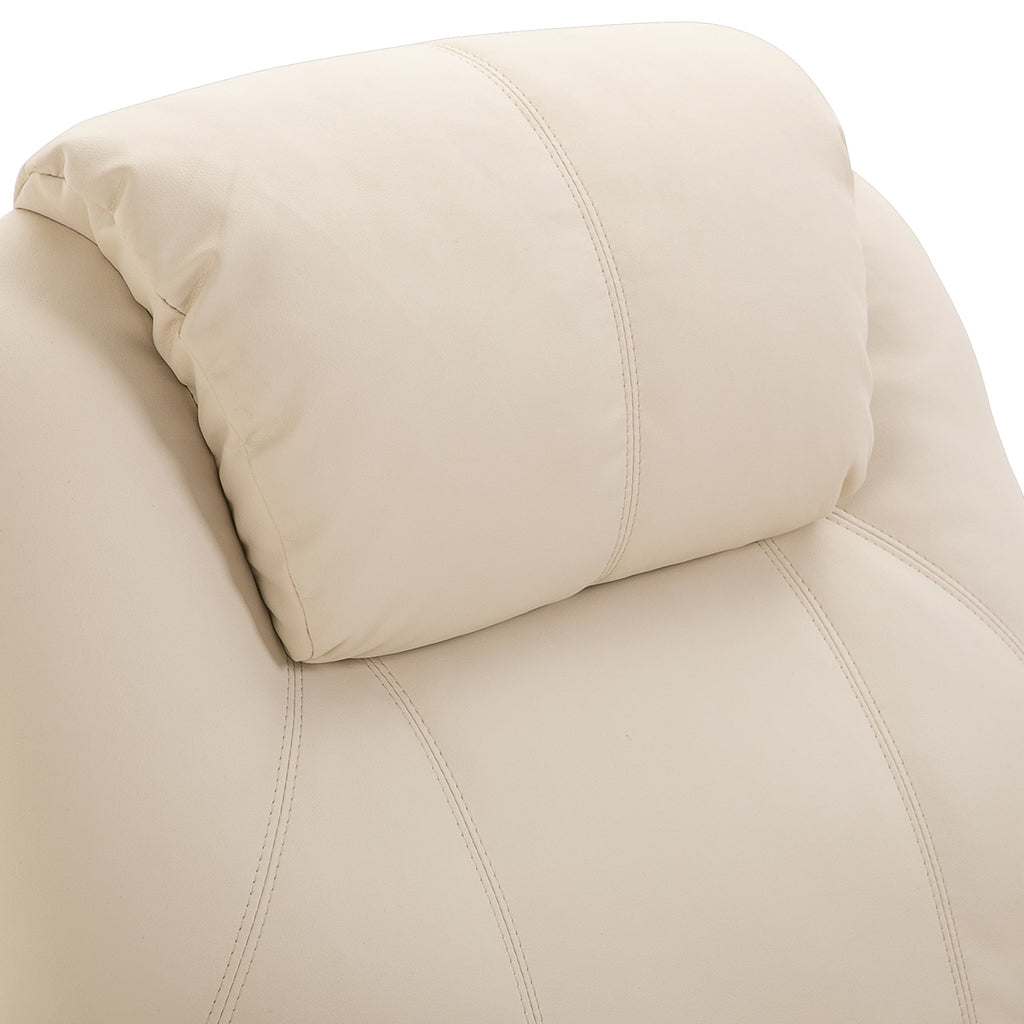 Easycomfort Poltrona Relax Elettrica Reclinabile Girevole with 2 Portabicchieri, Telecomando, Poggiapiedi e 4 Tasche Laterali, in Pelle PU, Legno e Acciaio, Crema