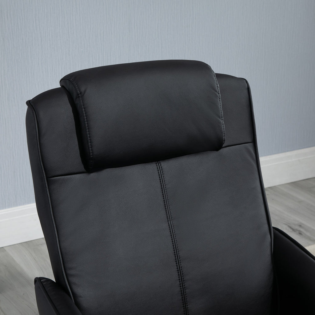 Easycomfort Poltrona Relax Reclinabile with Pouf Poggiapiedi Abbinato e Rivestimento in Finta pelle, black