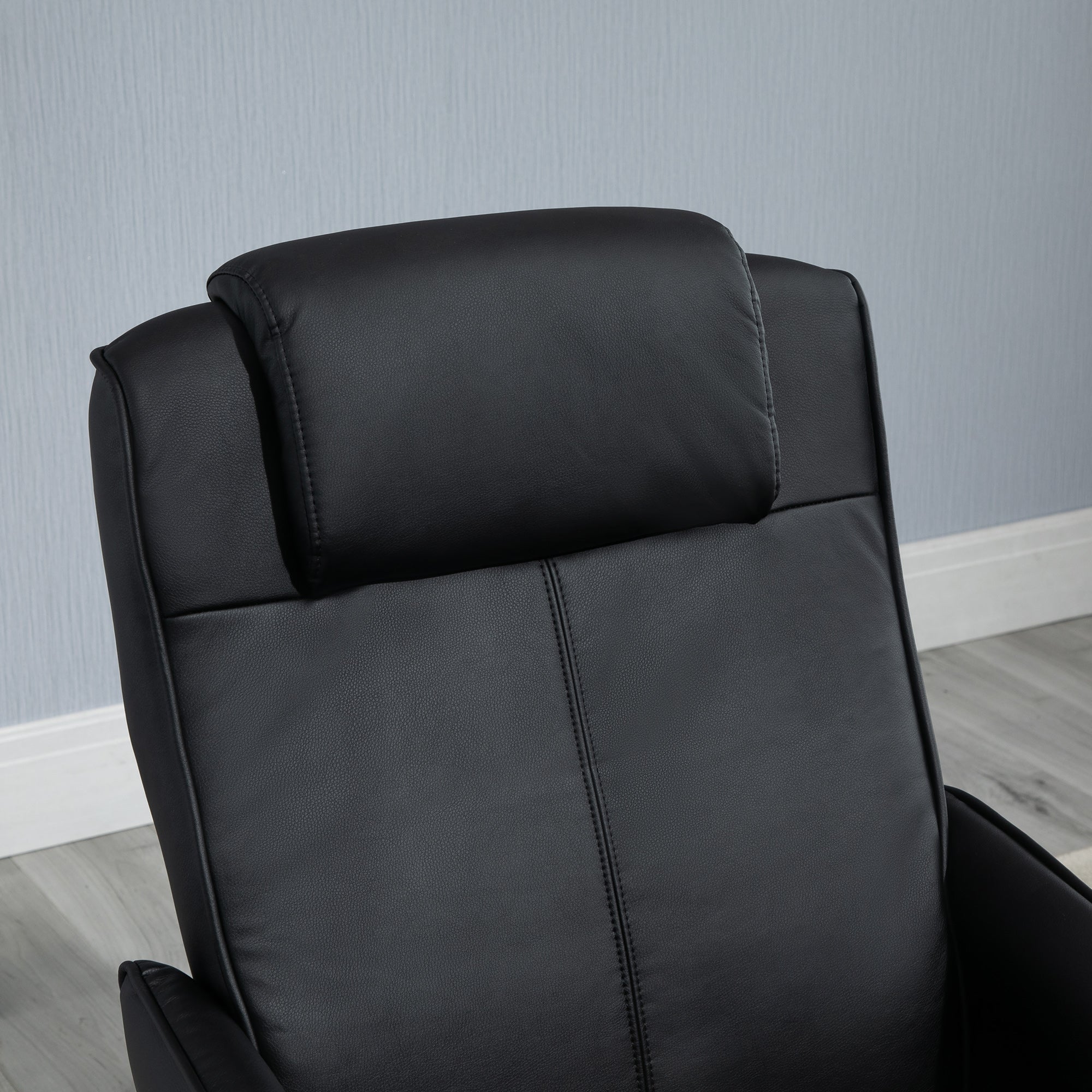 Easycomfort Poltrona Relax Reclinabile with Pouf Poggiapiedi Abbinato e Rivestimento in Finta pelle, black