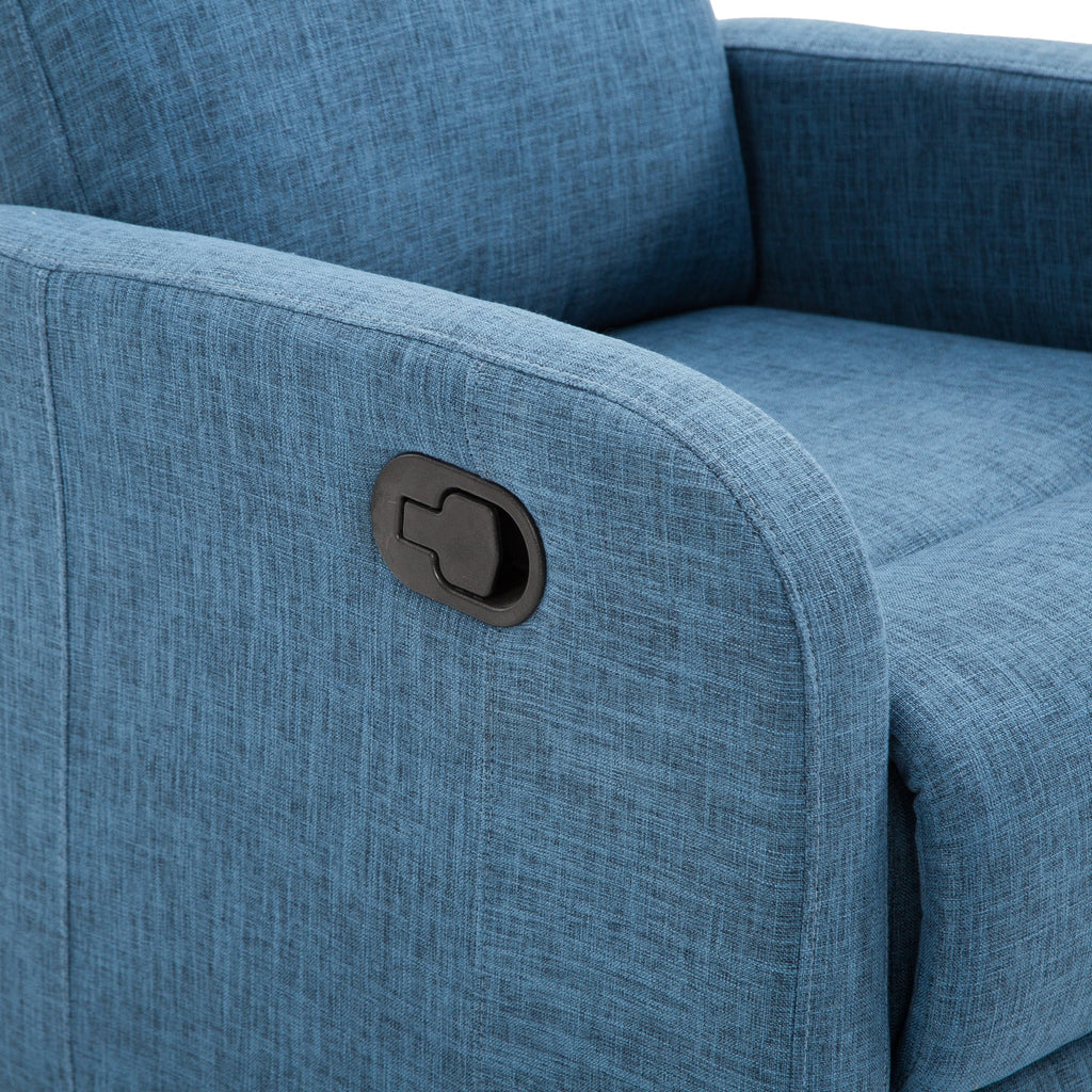 Easycomfort Poltrona Relax Reclinabile Manuale with Poggiapiedi Portata 125kg Tessuto di Lino 67 × 83 × 107cm Blu