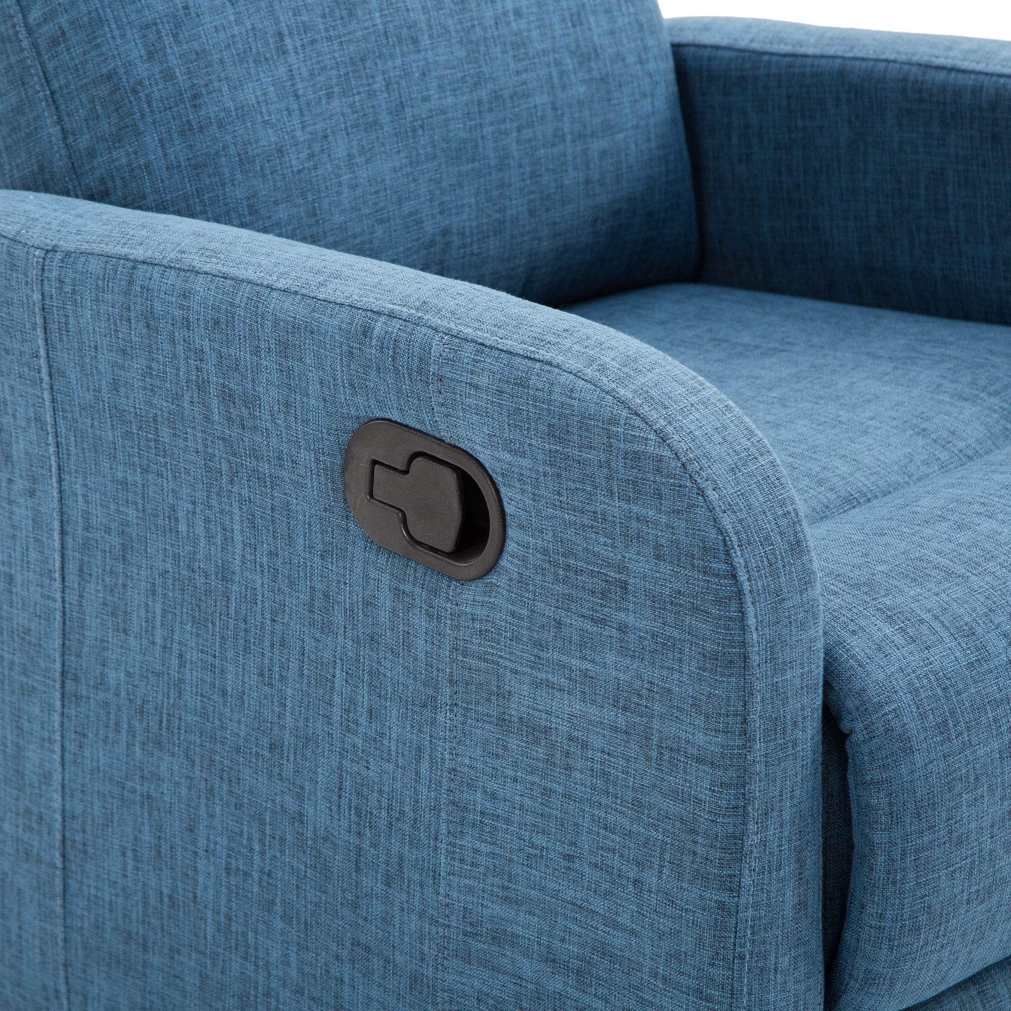 Easycomfort Poltrona Relax Reclinabile Manuale with Poggiapiedi Portata 125kg Tessuto di Lino 67 × 83 × 107cm Blu