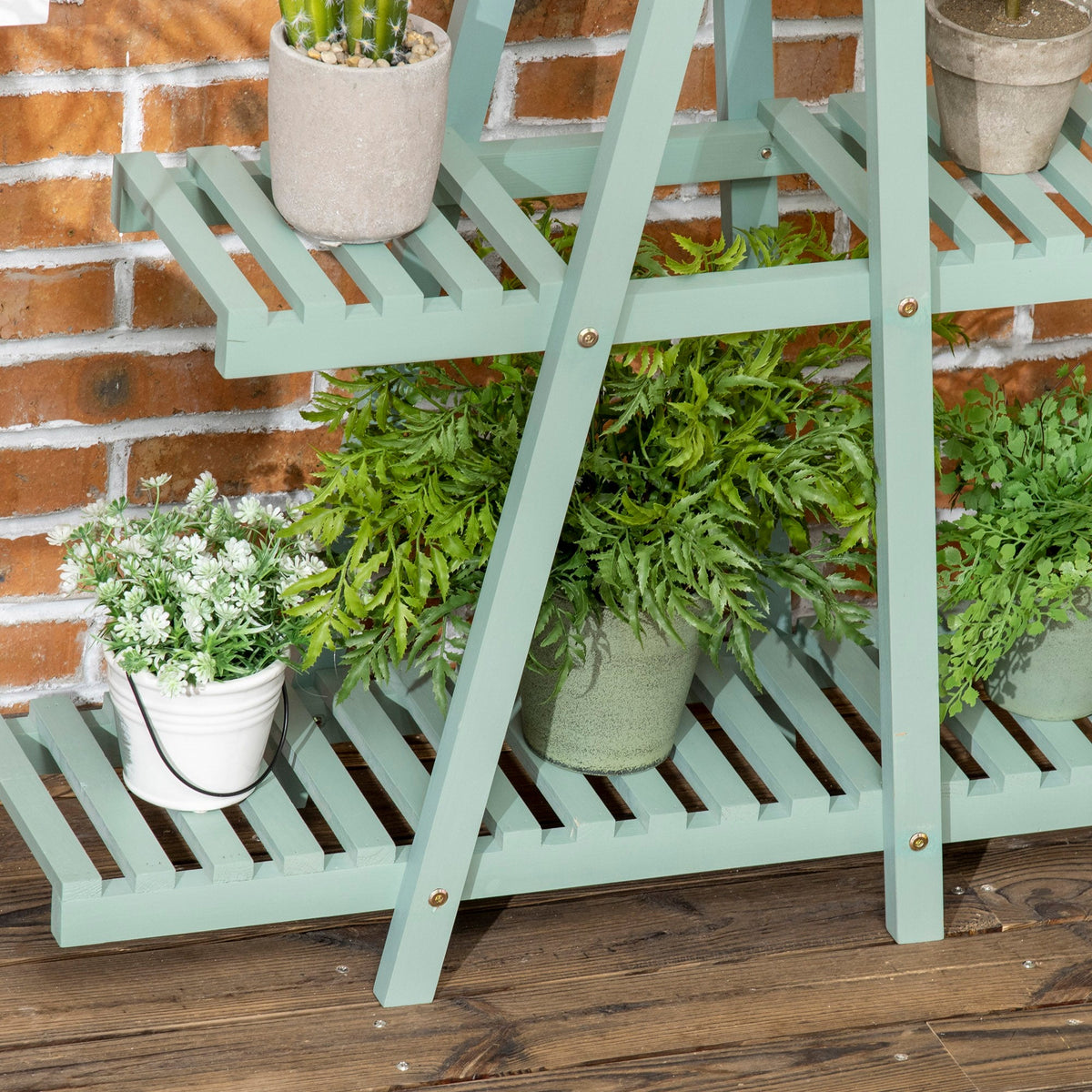 EasyComfort plantenrek 3 niveaus vurenhout 76x26x76 cm lichtgroen
